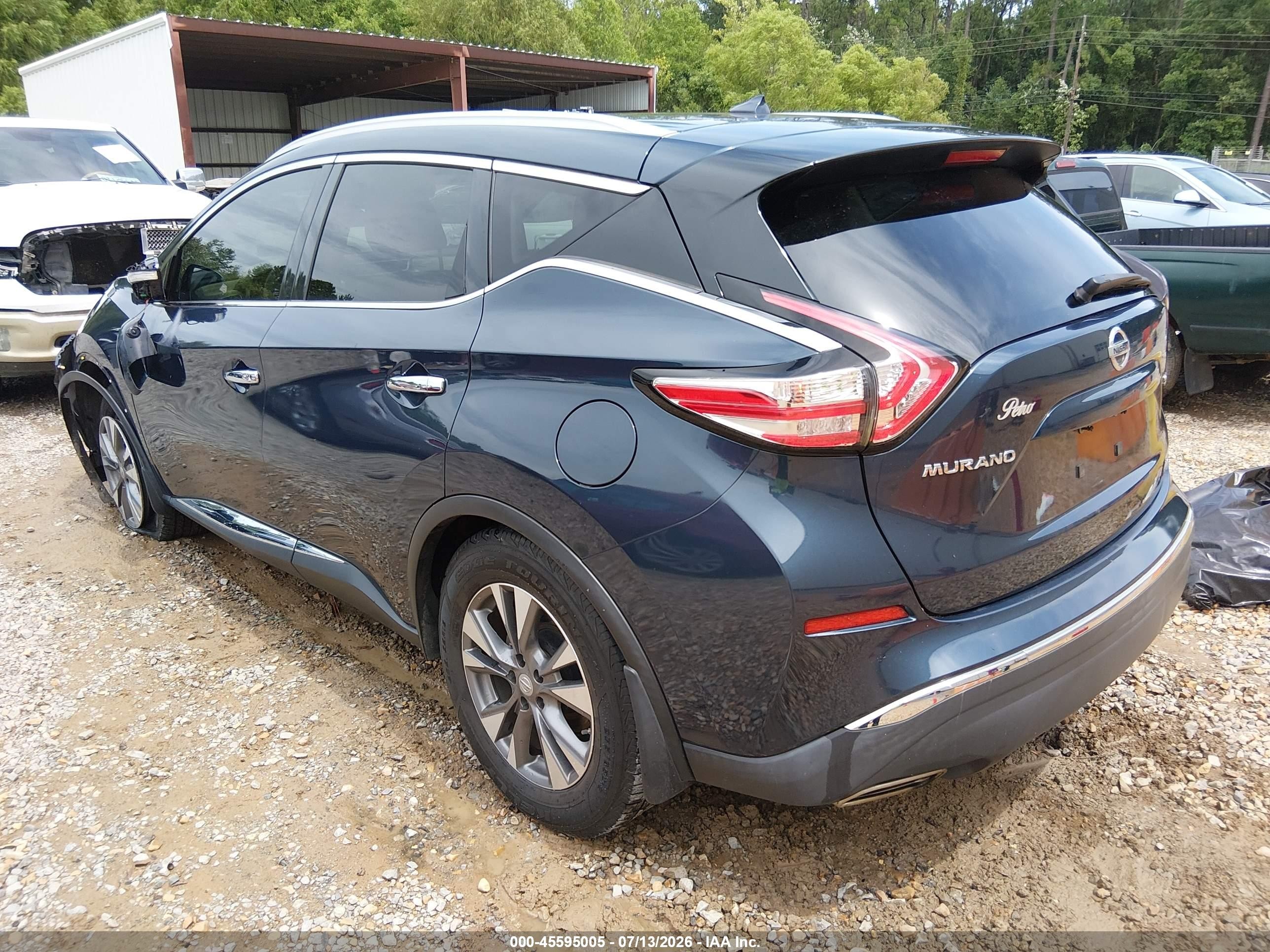 2015 Nissan Murano Sl Blue vin: 5N1AZ2MG5FN213420
