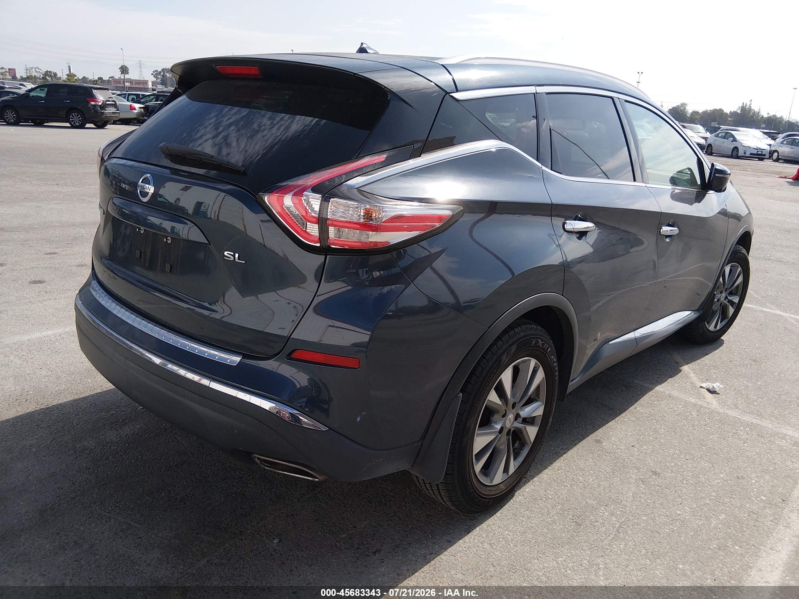 2015 Nissan Murano Sl Gray vin: 5N1AZ2MG5FN215037