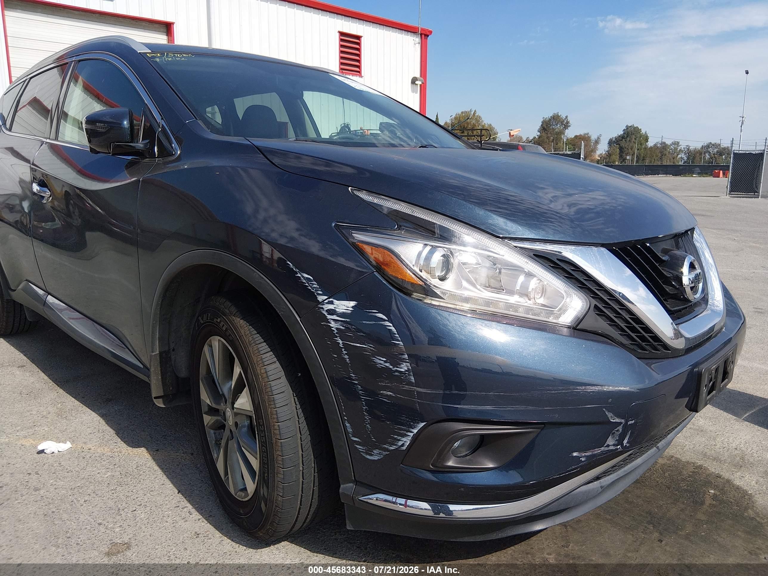 2015 Nissan Murano Sl Gray vin: 5N1AZ2MG5FN215037