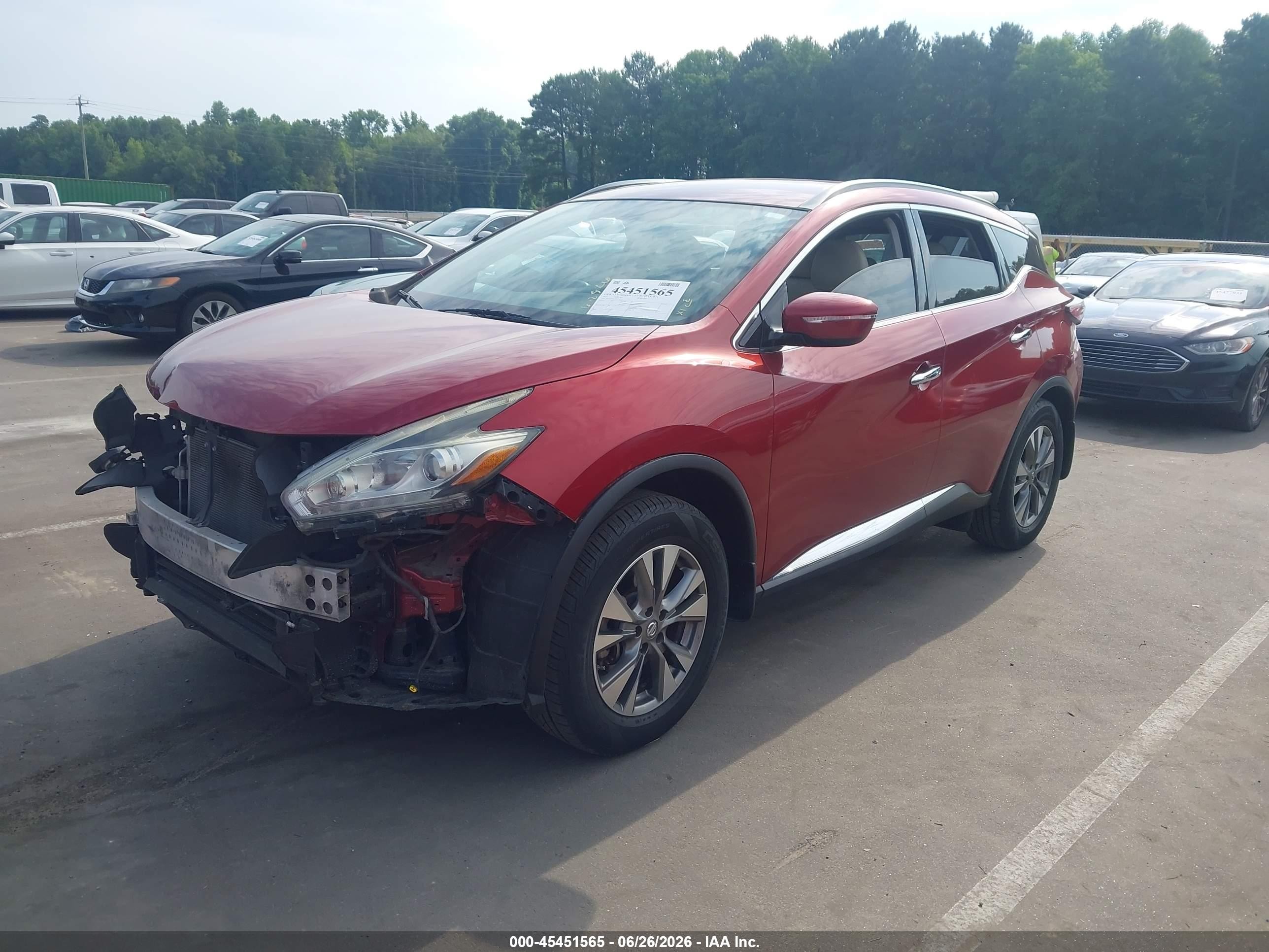 2015 Nissan Murano Sv Red vin: 5N1AZ2MG5FN234137