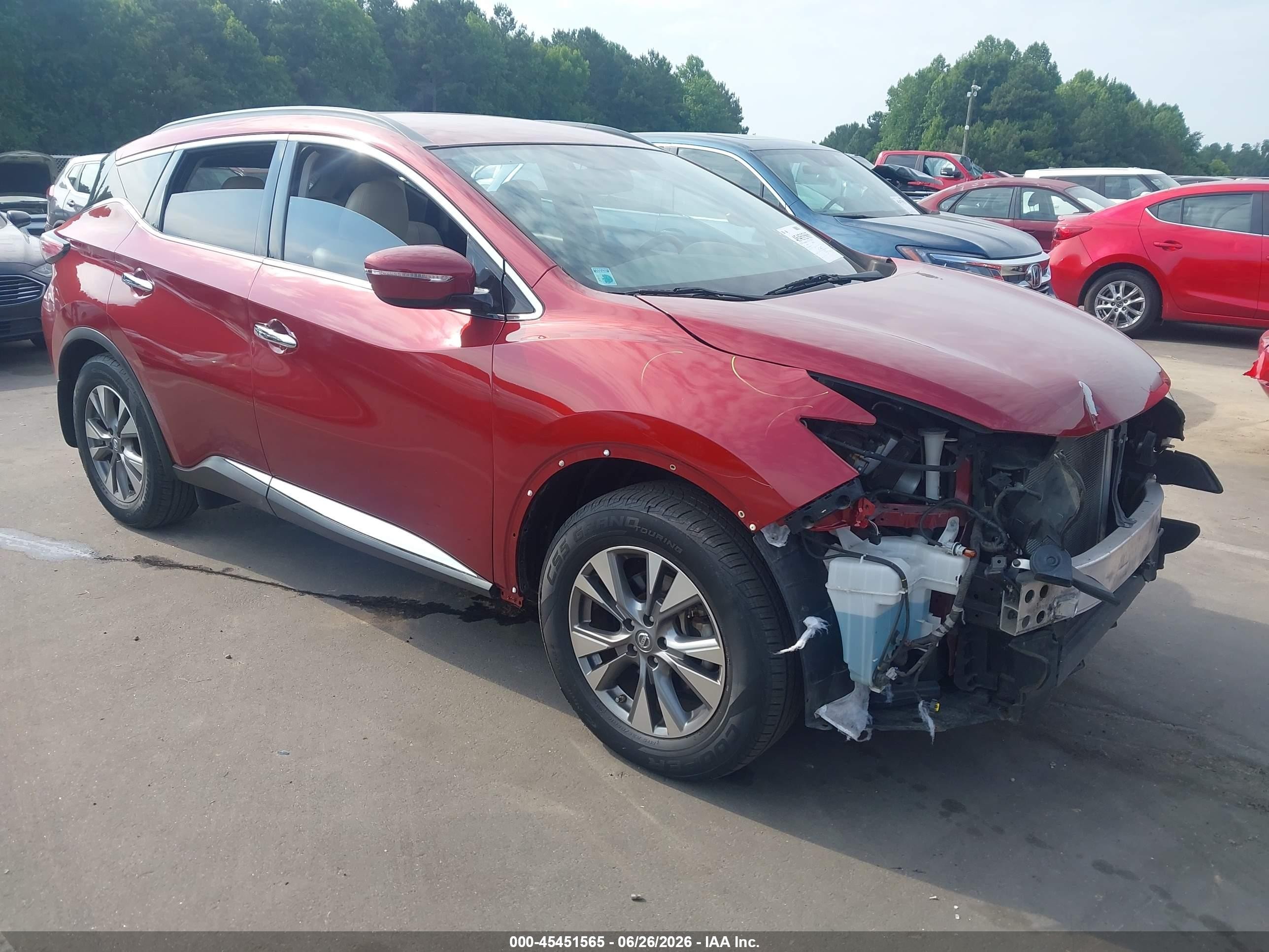2015 Nissan Murano Sv Red vin: 5N1AZ2MG5FN234137