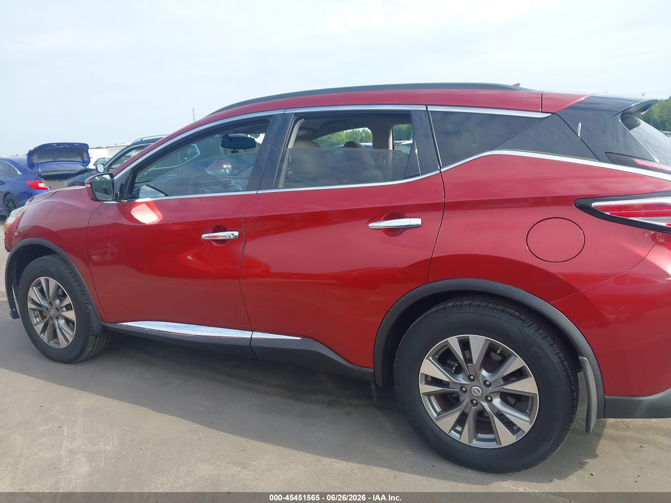 2015 Nissan Murano Sv Red vin: 5N1AZ2MG5FN234137
