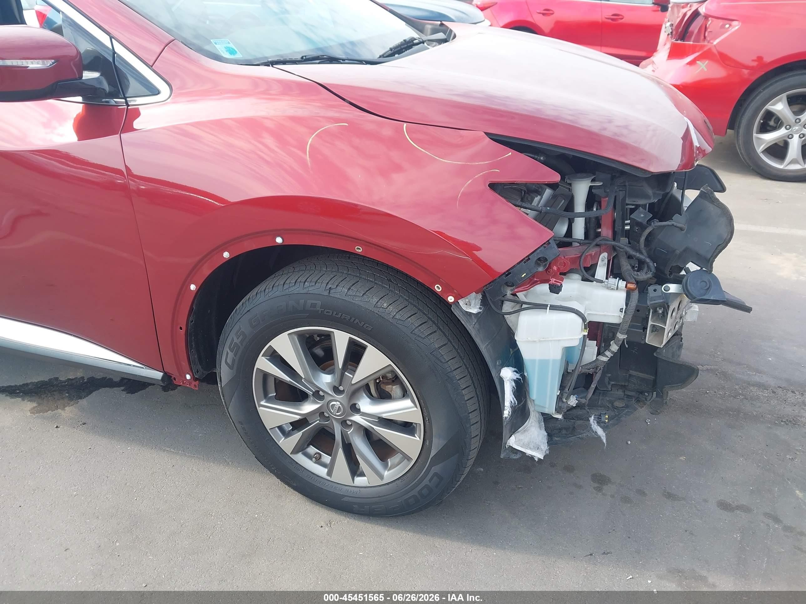 2015 Nissan Murano Sv Red vin: 5N1AZ2MG5FN234137
