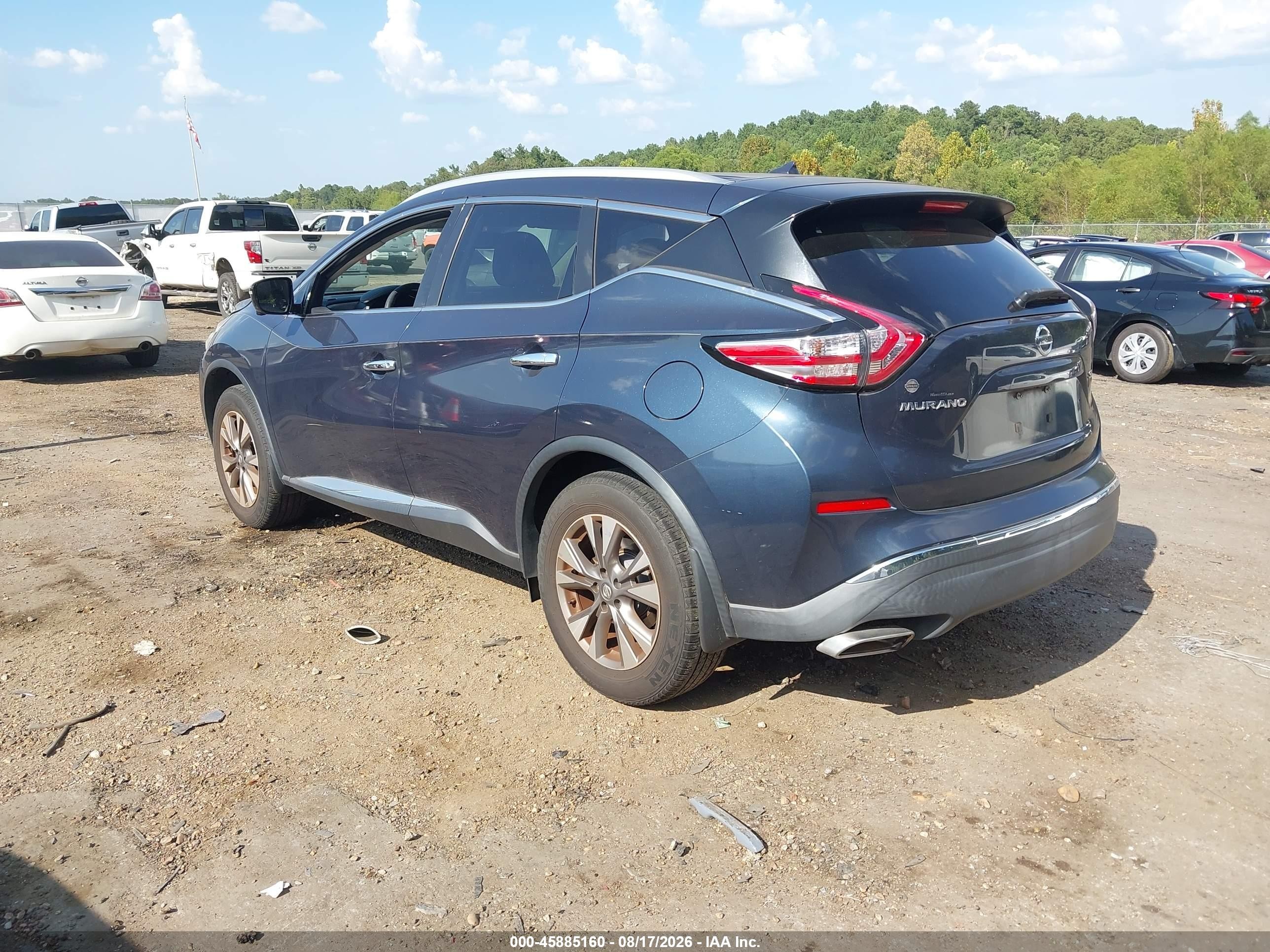 2015 Nissan Murano Sl Blue vin: 5N1AZ2MG5FN244165