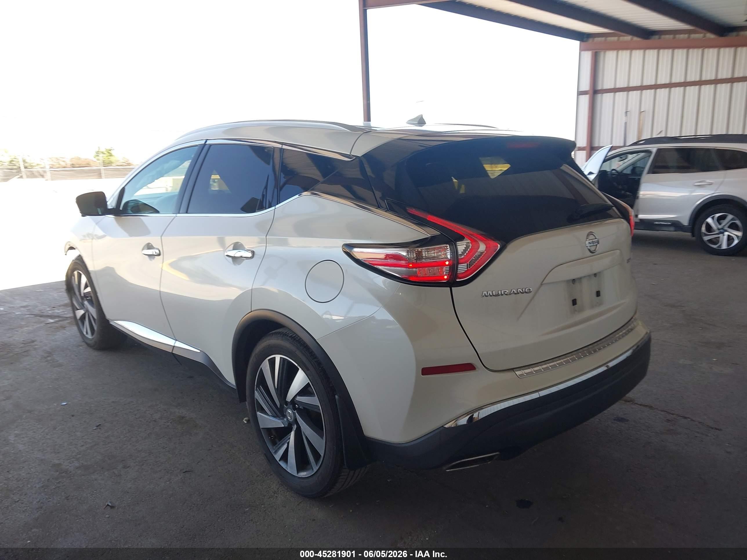 2015 Nissan Murano Platinum White vin: 5N1AZ2MG5FN257871