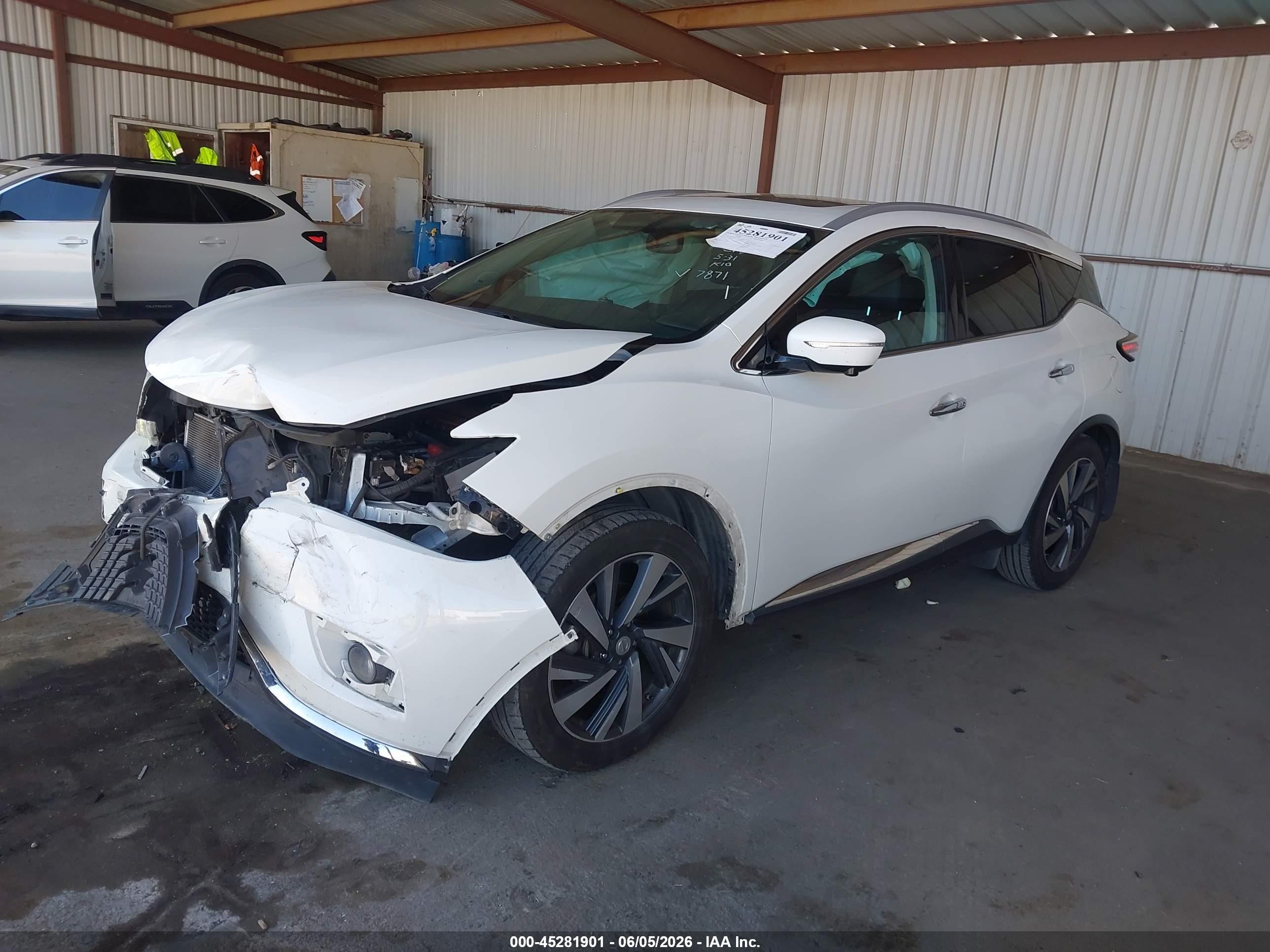 2015 Nissan Murano Platinum White vin: 5N1AZ2MG5FN257871