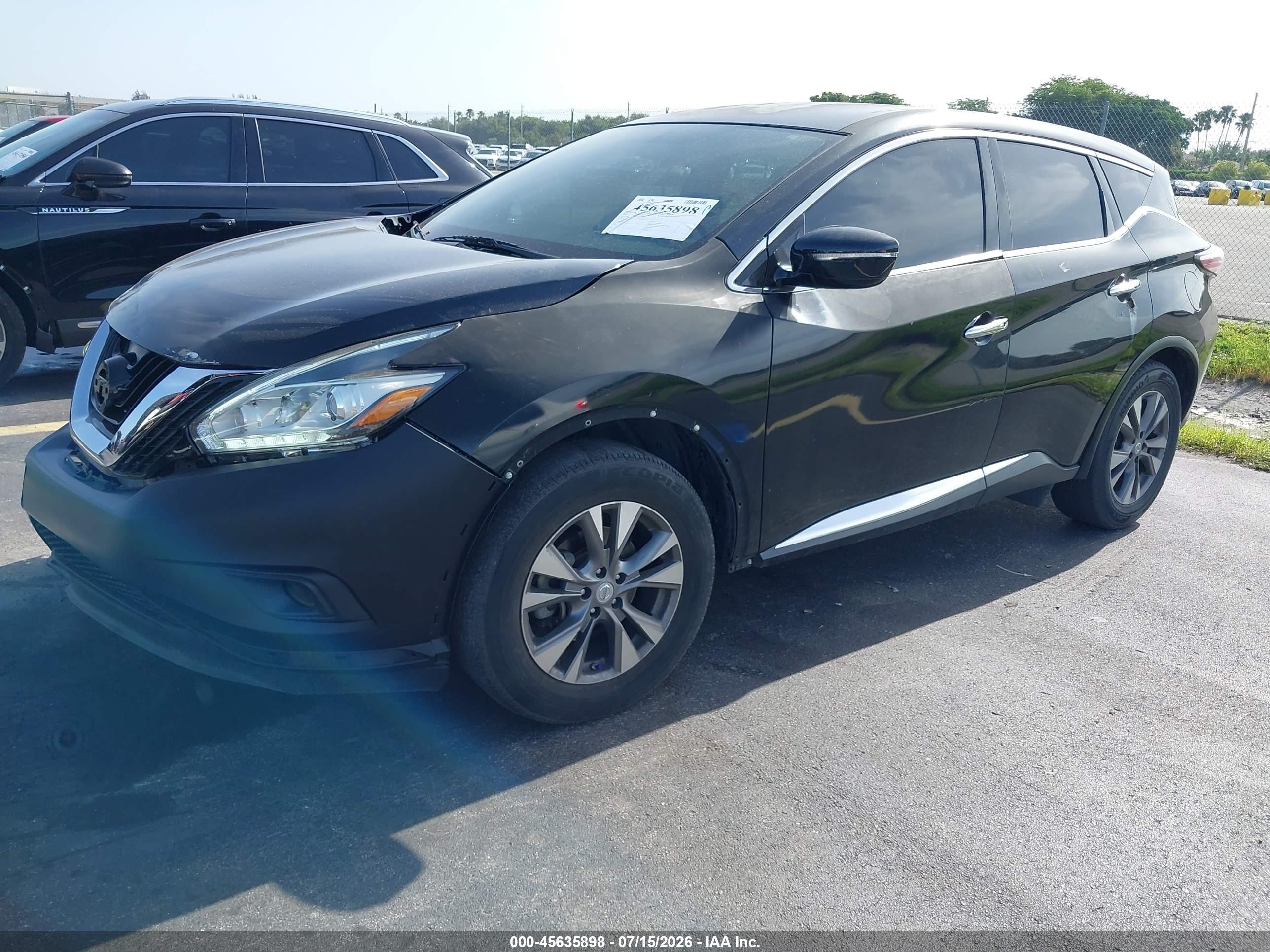 2015 Nissan Murano S Black vin: 5N1AZ2MG6FN206573