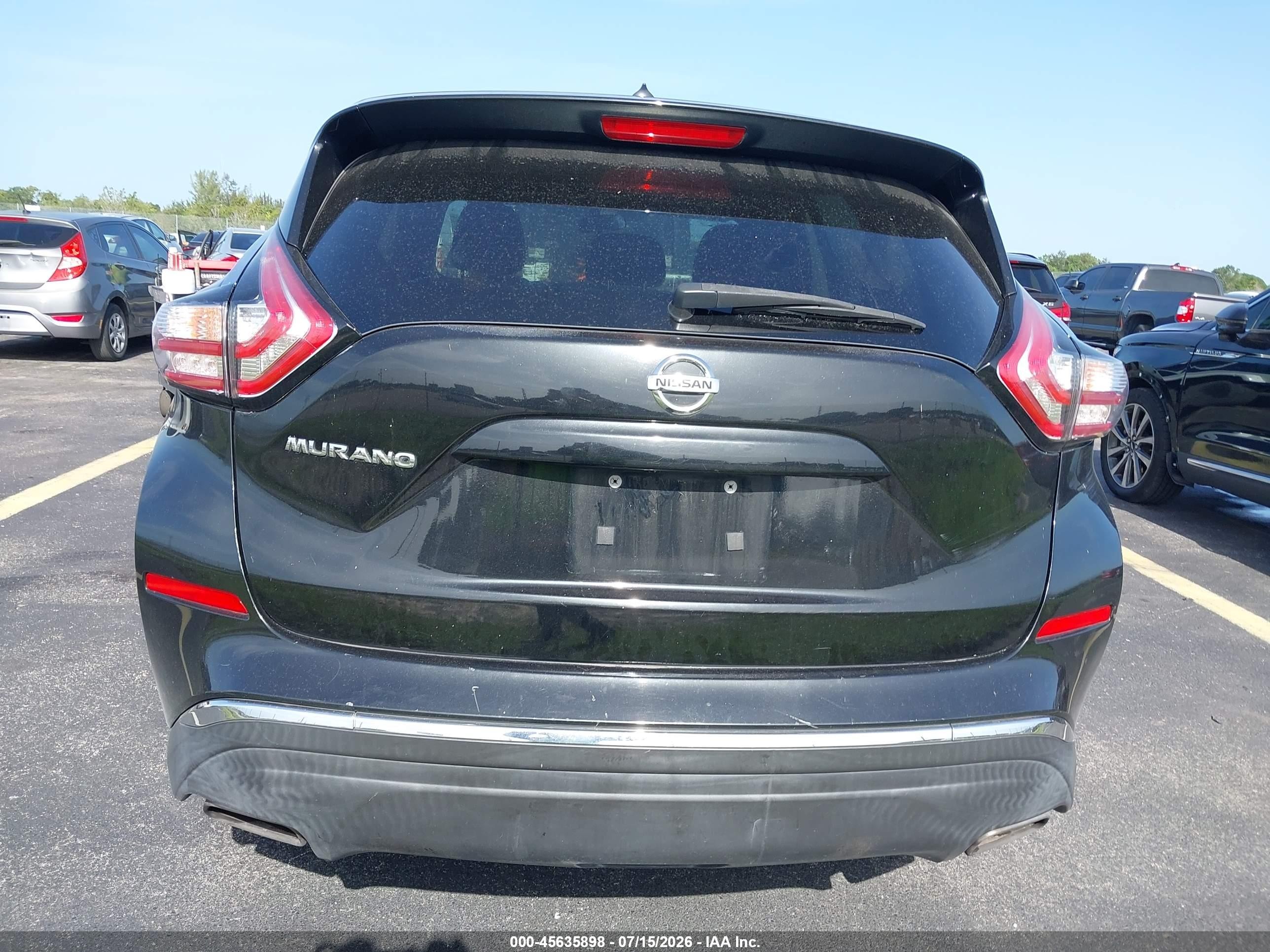 2015 Nissan Murano S Black vin: 5N1AZ2MG6FN206573