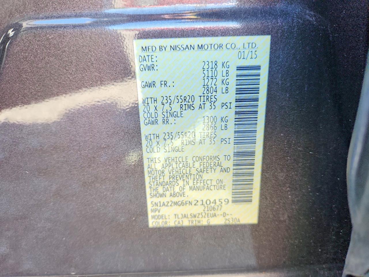 2015 Nissan Murano Platinum Brown vin: 5N1AZ2MG6FN210459