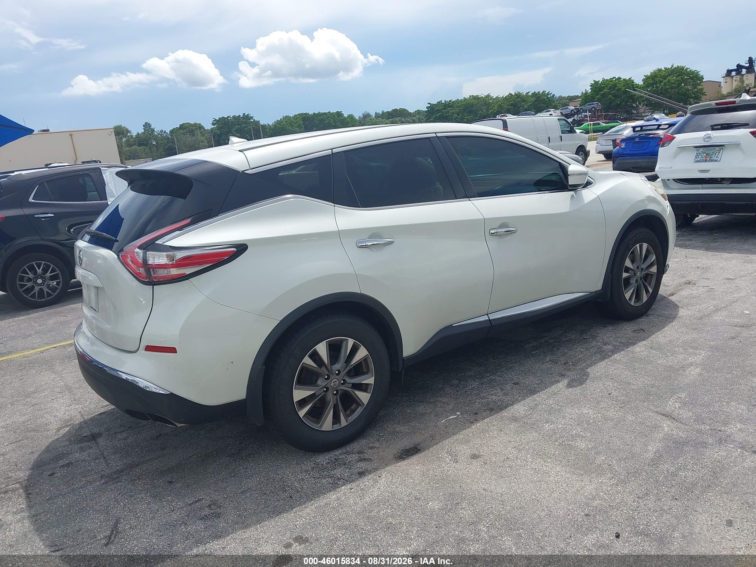 2015 Nissan Murano S White vin: 5N1AZ2MG6FN277675