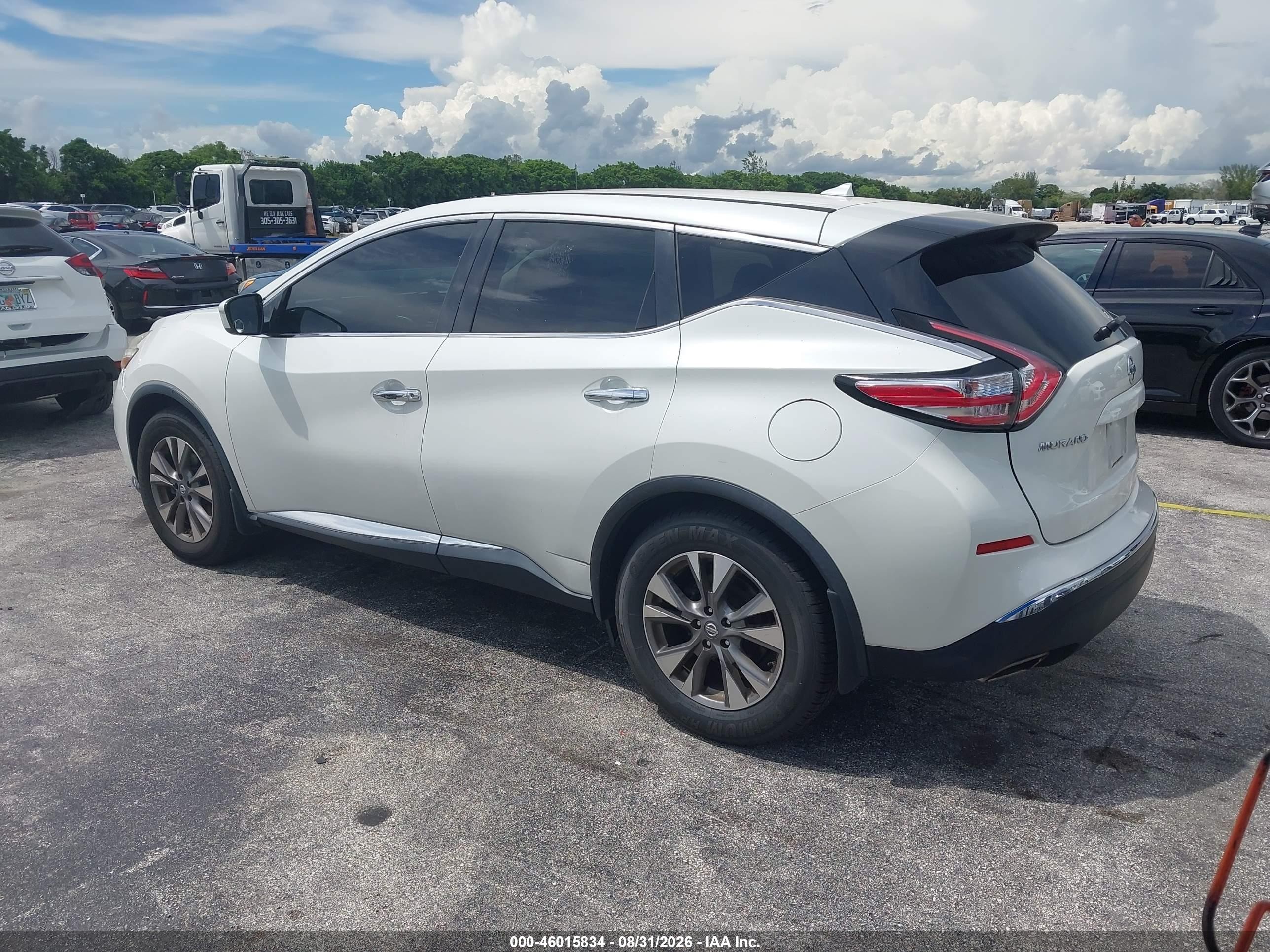 2015 Nissan Murano S White vin: 5N1AZ2MG6FN277675