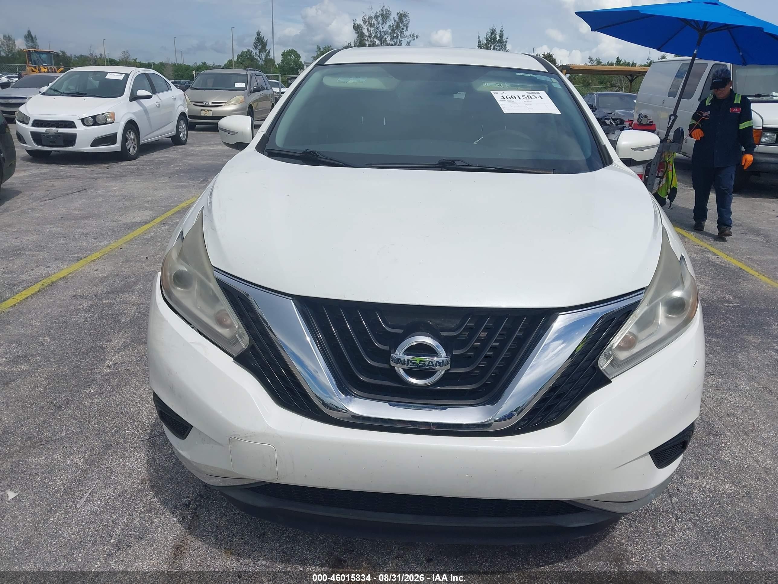 2015 Nissan Murano S White vin: 5N1AZ2MG6FN277675