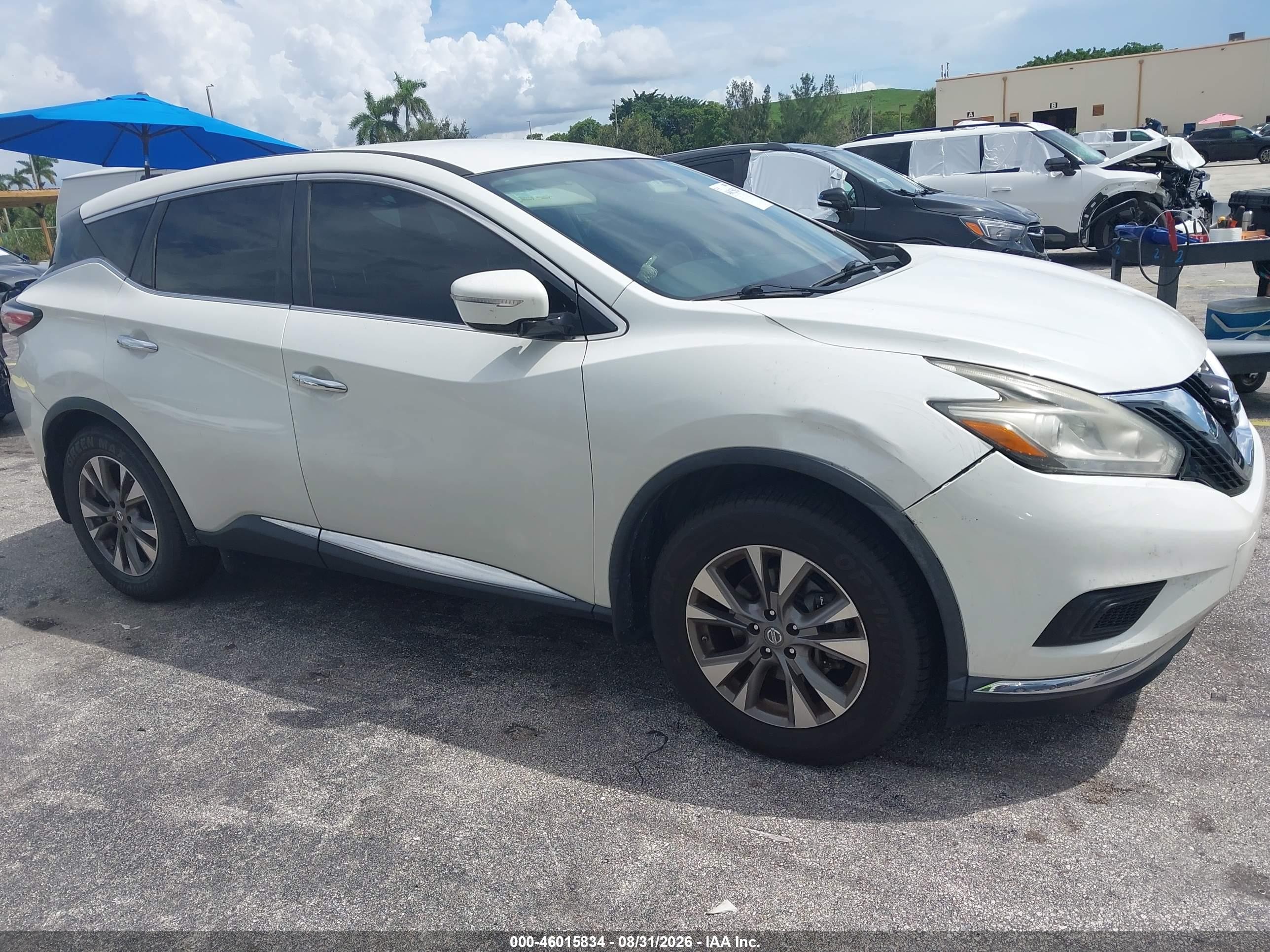 2015 Nissan Murano S White vin: 5N1AZ2MG6FN277675