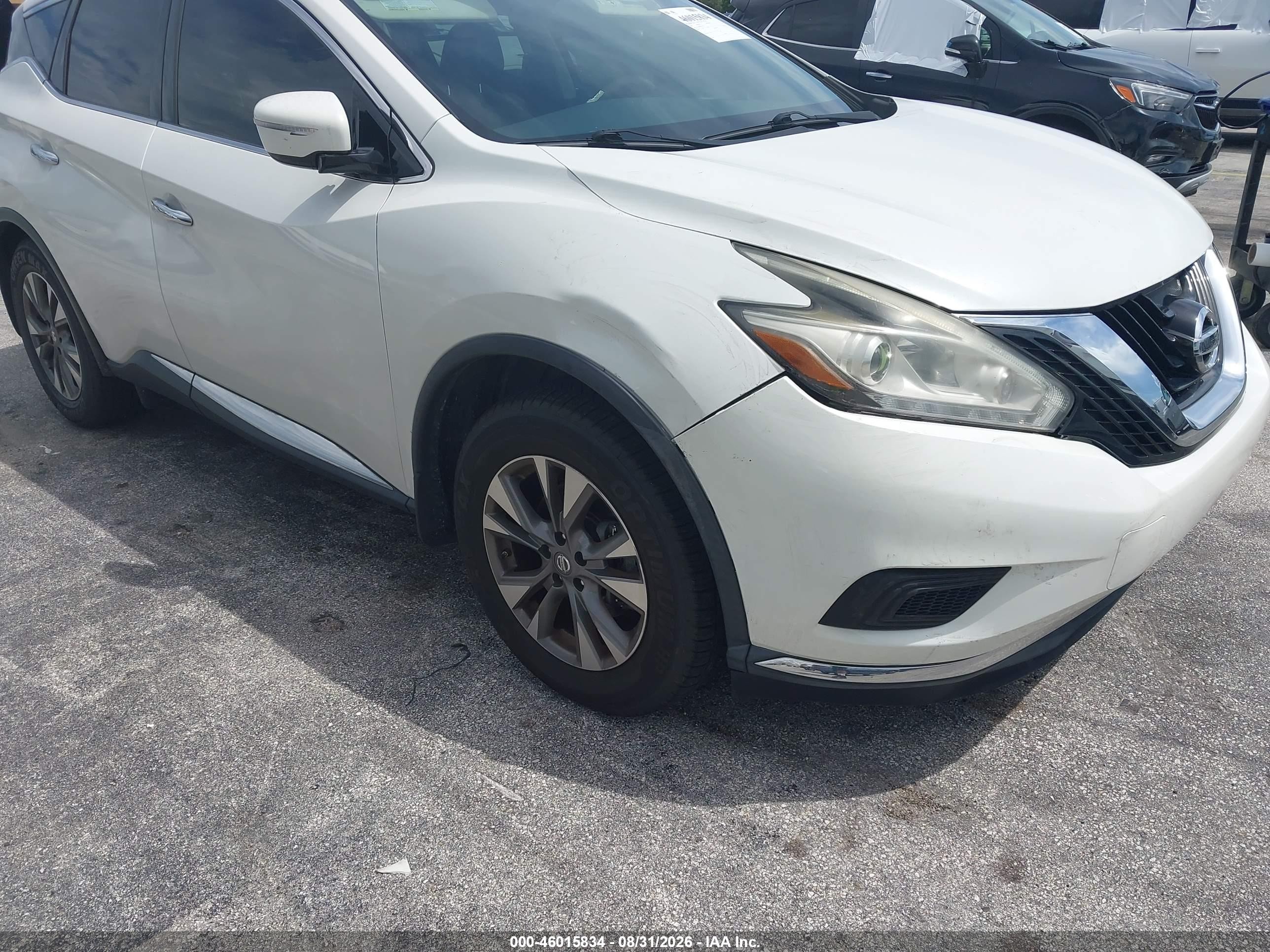 2015 Nissan Murano S White vin: 5N1AZ2MG6FN277675