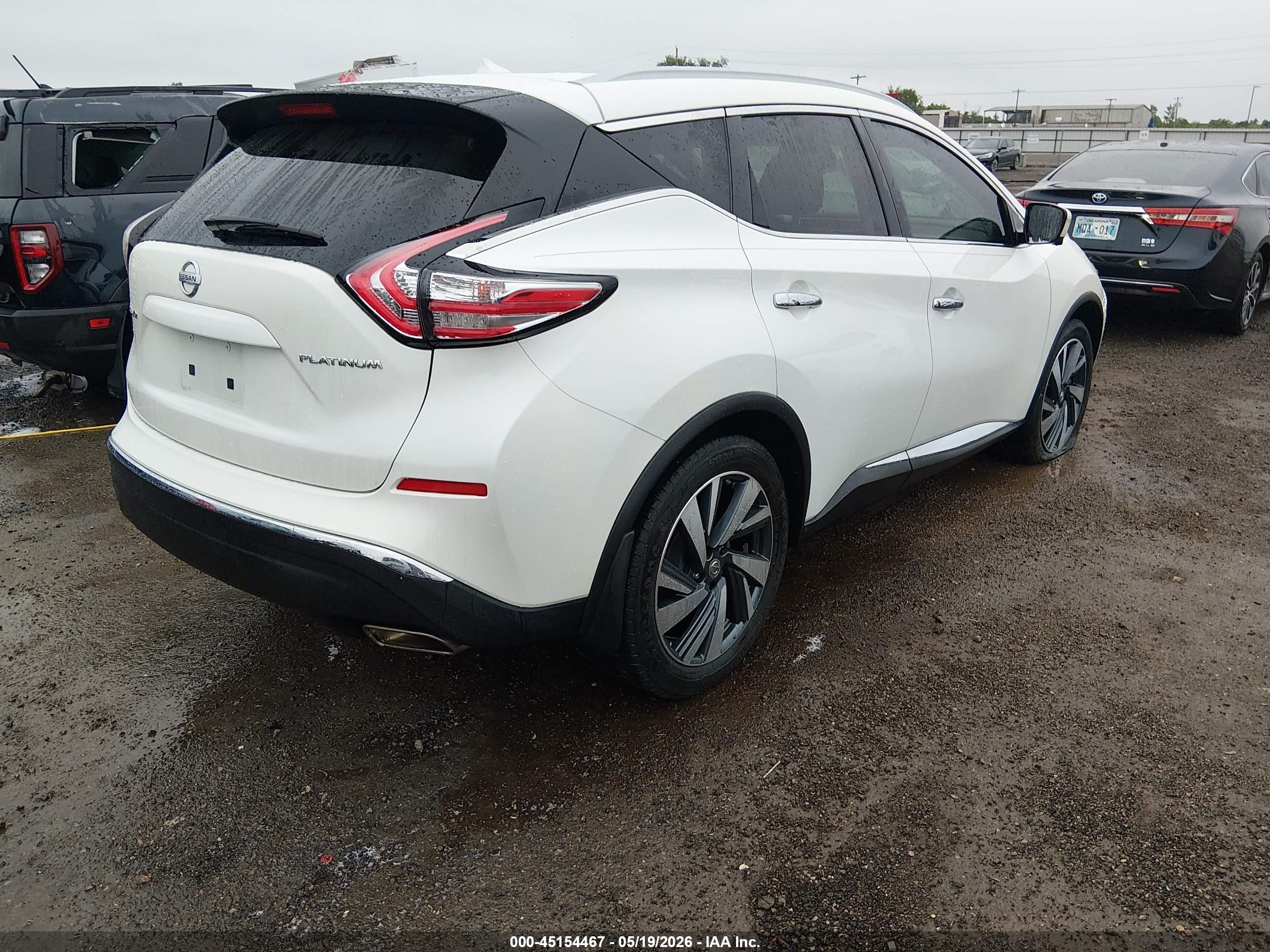 2015 Nissan Murano Platinum White vin: 5N1AZ2MG7FN211622