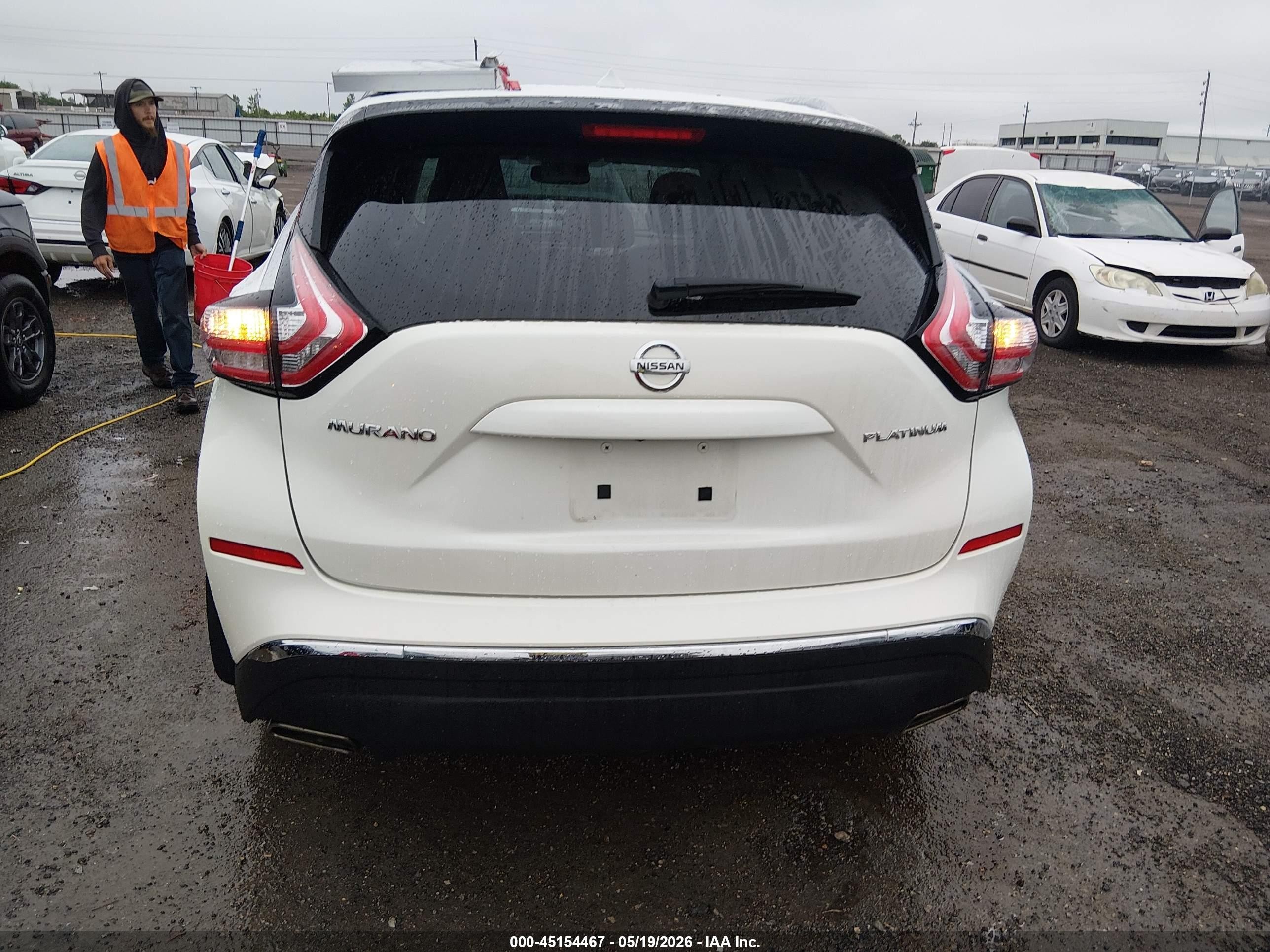 2015 Nissan Murano Platinum White vin: 5N1AZ2MG7FN211622