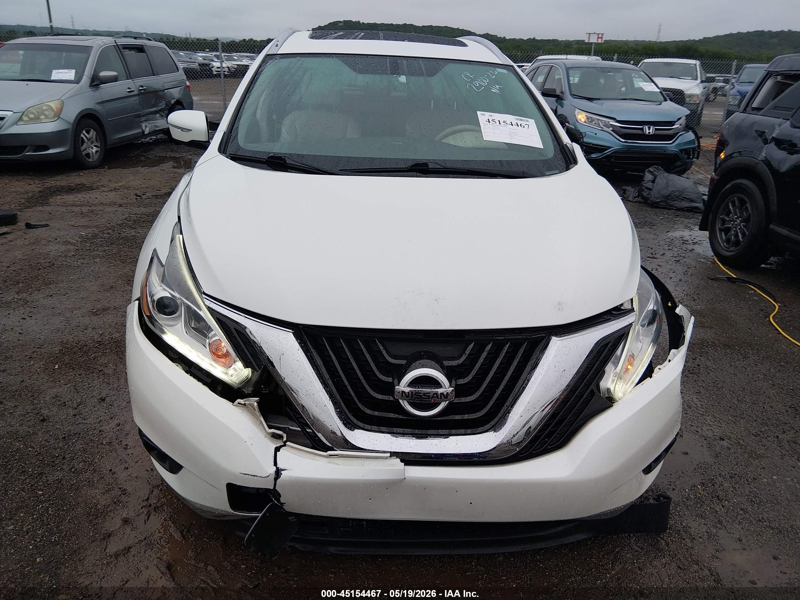 2015 Nissan Murano Platinum White vin: 5N1AZ2MG7FN211622
