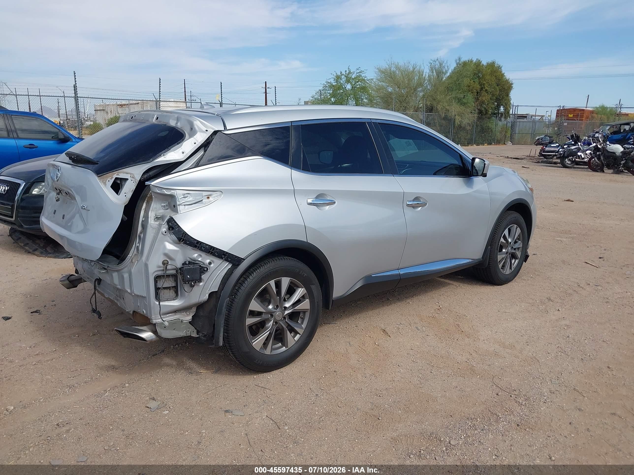 2015 Nissan Murano Sl Серебряный vin: 5N1AZ2MG7FN218201