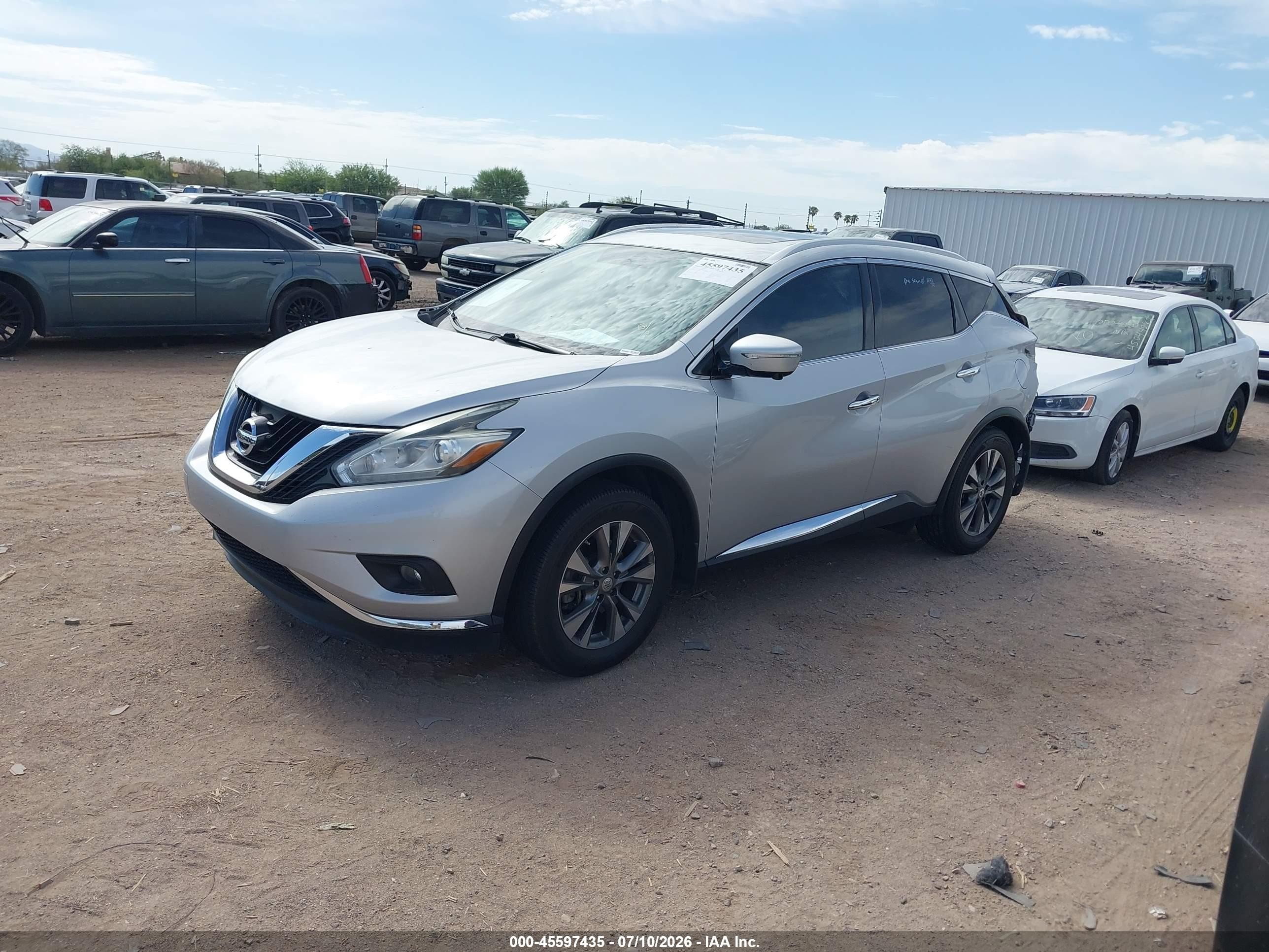 2015 Nissan Murano Sl Серебряный vin: 5N1AZ2MG7FN218201