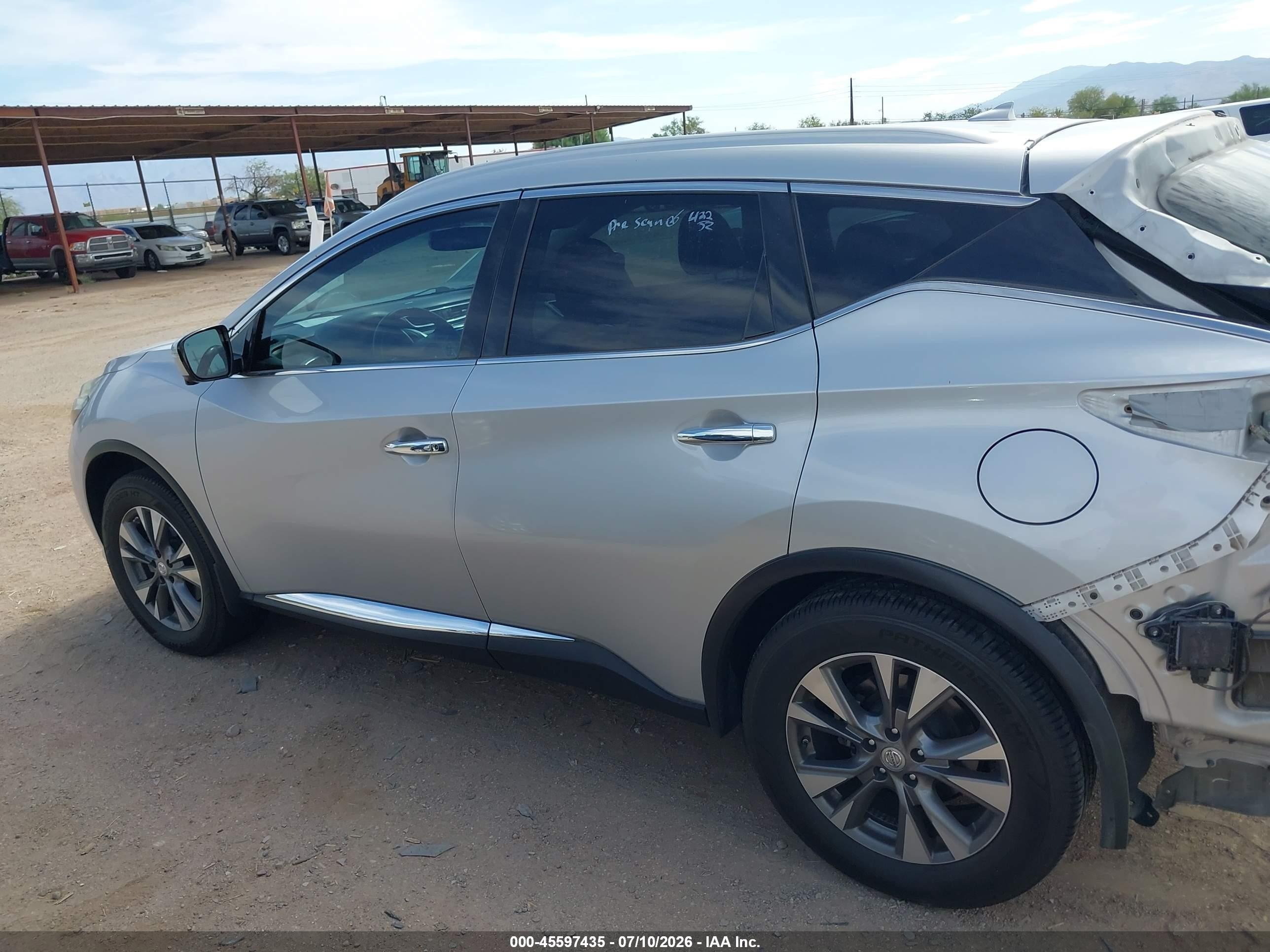 2015 Nissan Murano Sl Серебряный vin: 5N1AZ2MG7FN218201