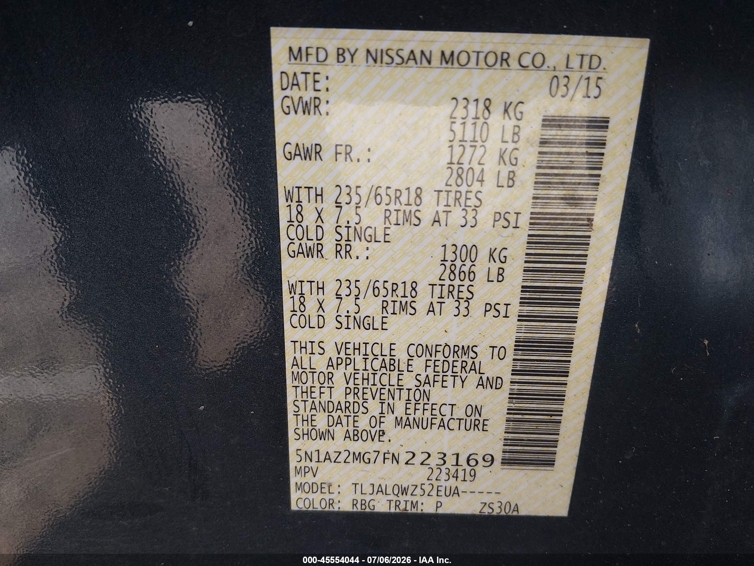 2015 Nissan Murano Sv Синий vin: 5N1AZ2MG7FN223169