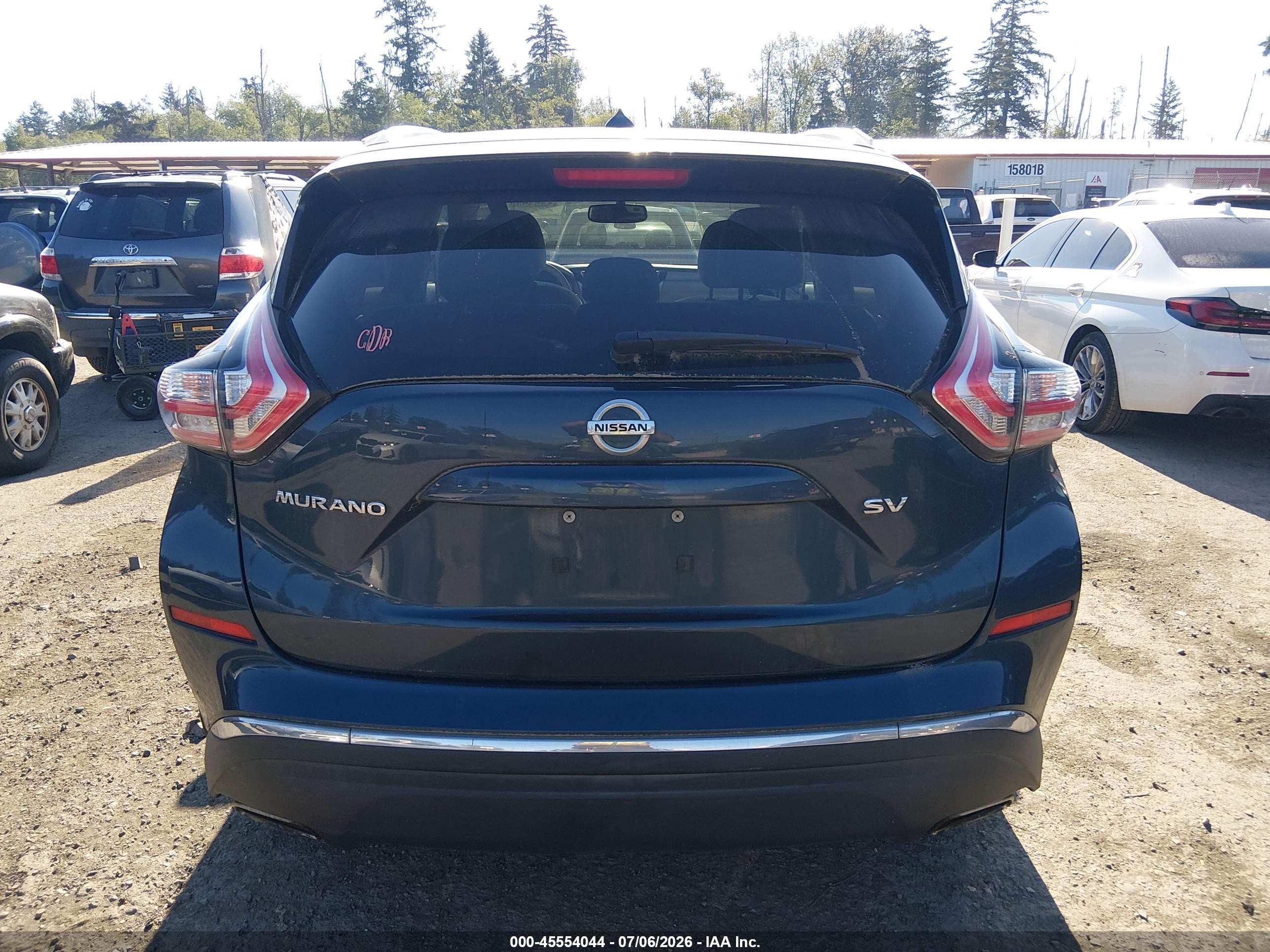 2015 Nissan Murano Sv Синий vin: 5N1AZ2MG7FN223169