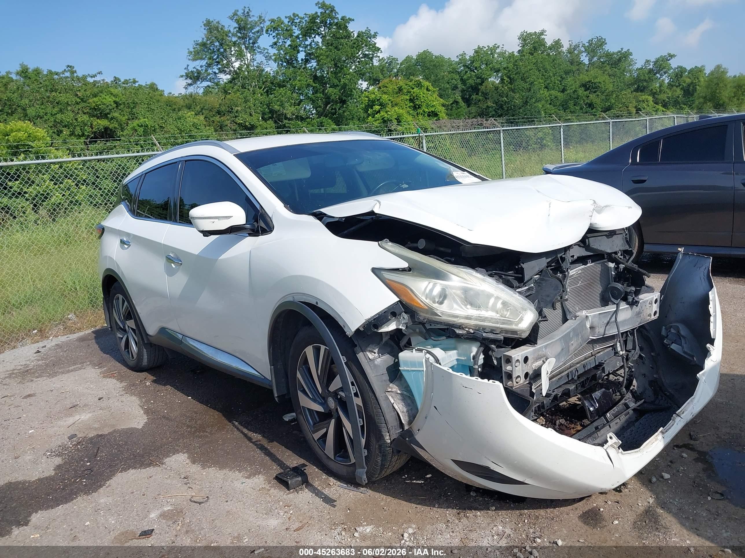 2015 Nissan Murano Platinum White vin: 5N1AZ2MG7FN252476