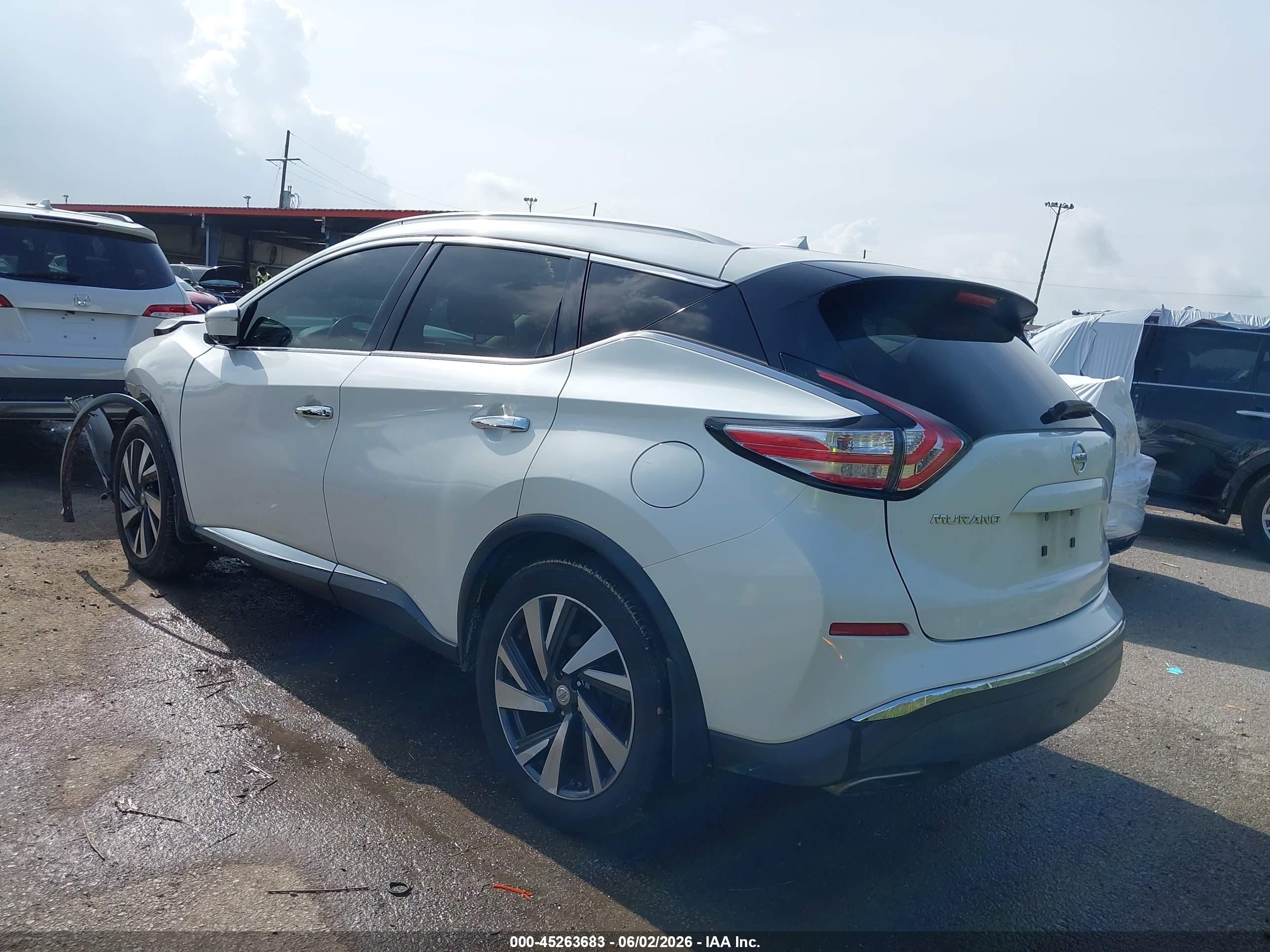 2015 Nissan Murano Platinum Белый vin: 5N1AZ2MG7FN252476