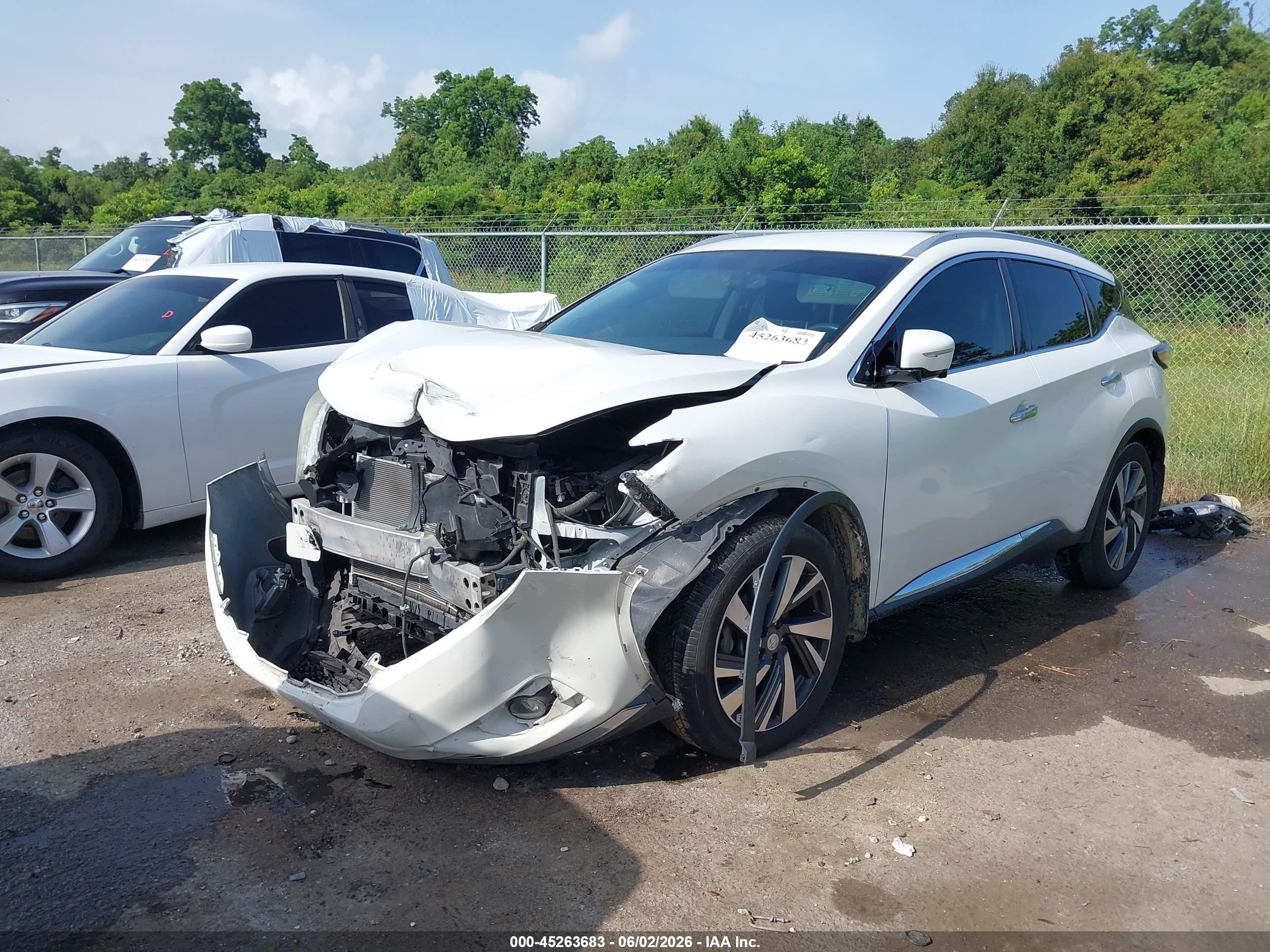 2015 Nissan Murano Platinum Белый vin: 5N1AZ2MG7FN252476