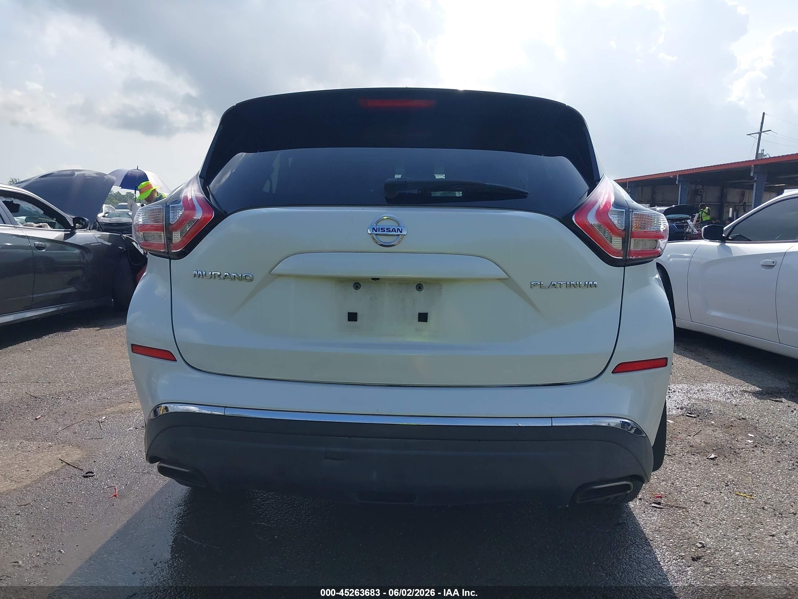 2015 Nissan Murano Platinum Белый vin: 5N1AZ2MG7FN252476