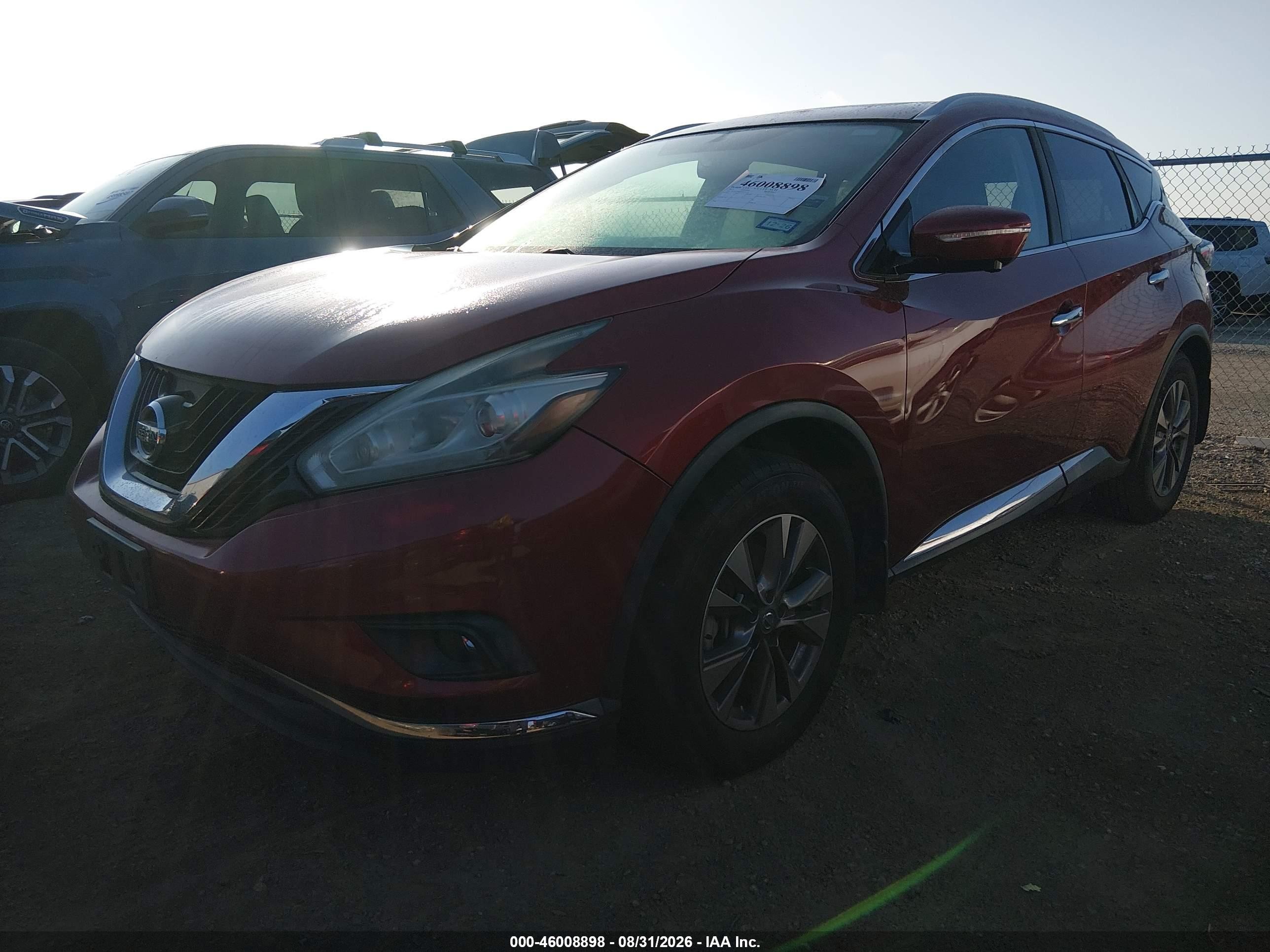 2015 Nissan Murano Sl Red vin: 5N1AZ2MG8FN229319