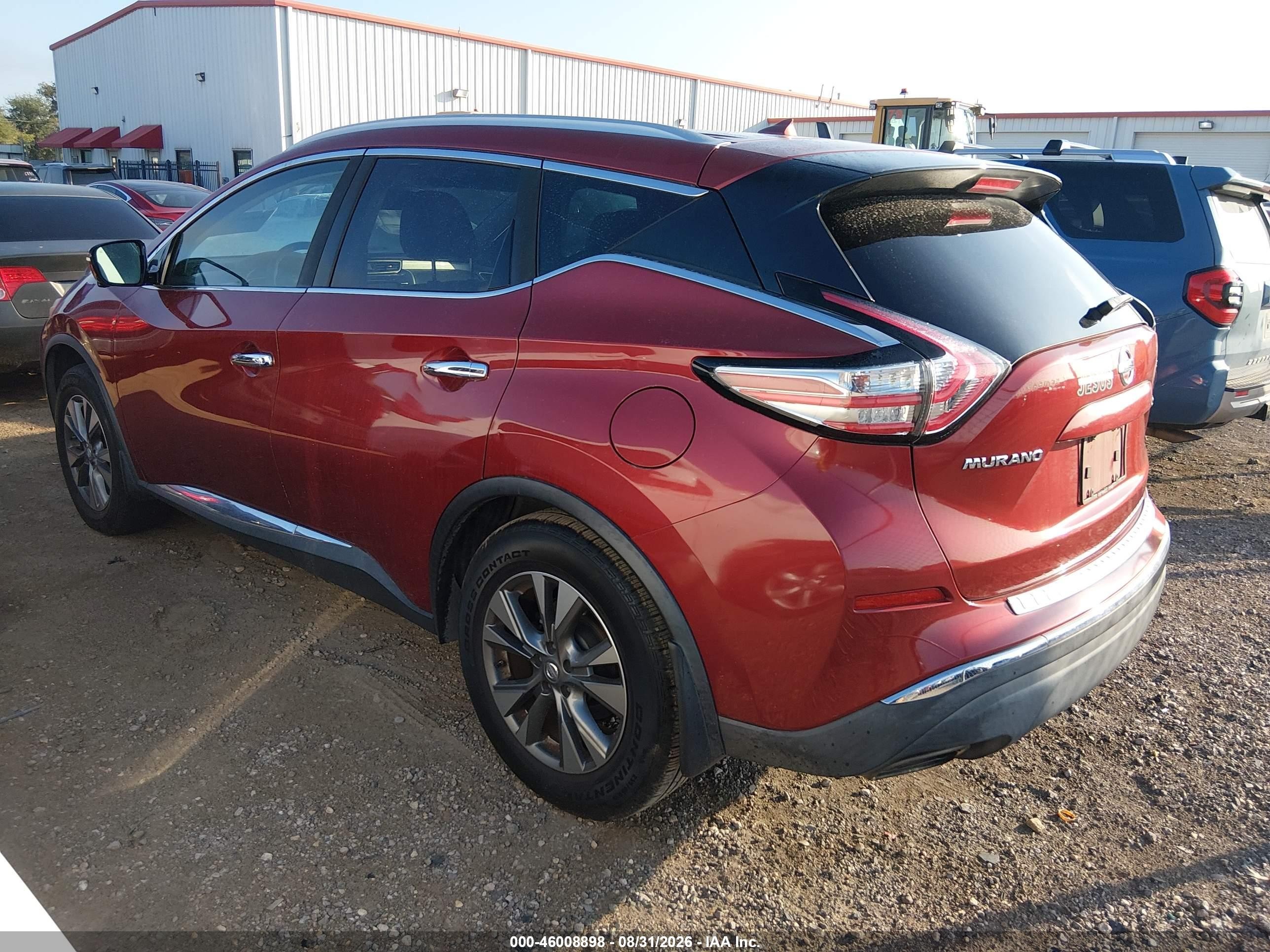 2015 Nissan Murano Sl Red vin: 5N1AZ2MG8FN229319