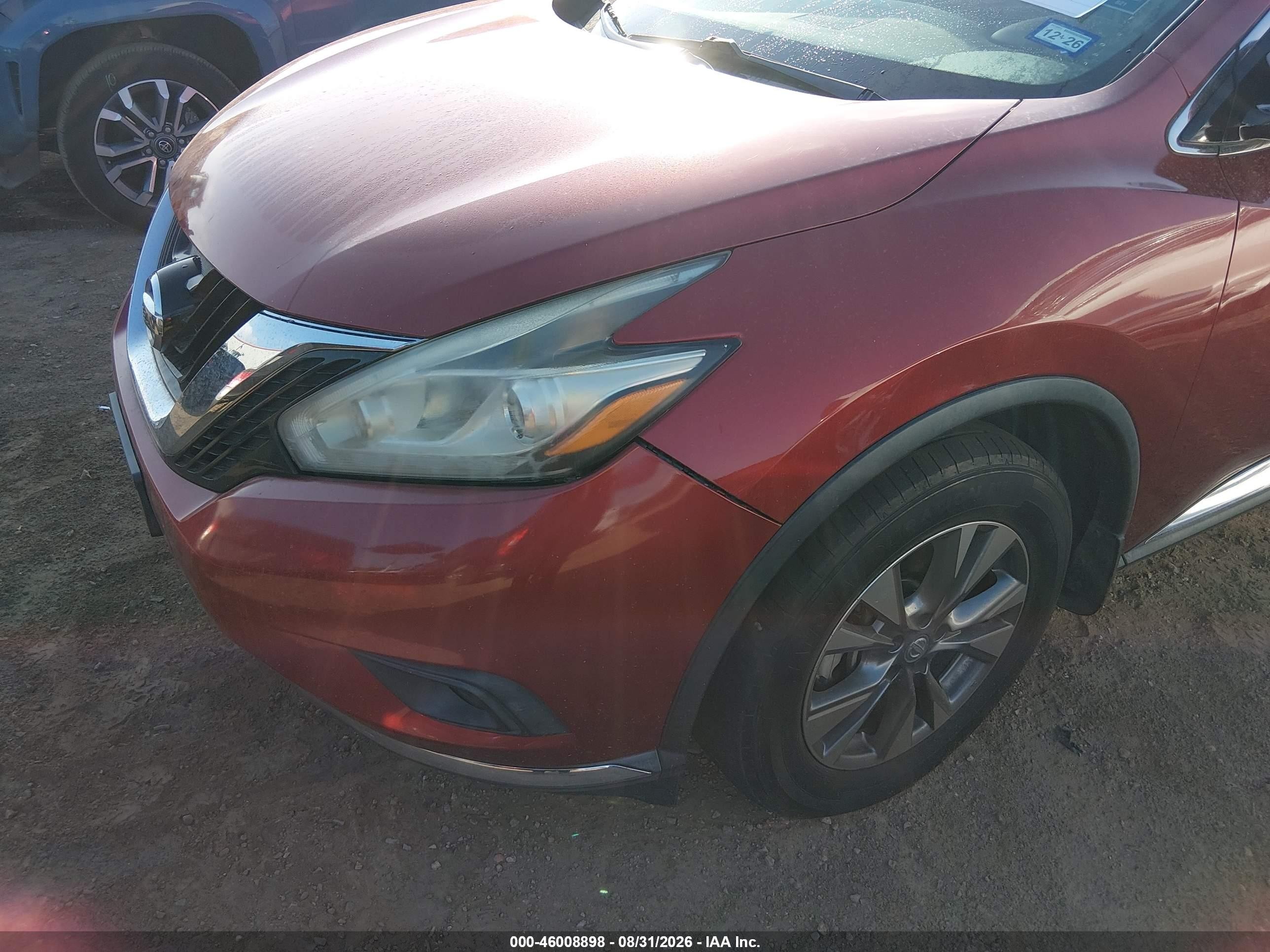 2015 Nissan Murano Sl Red vin: 5N1AZ2MG8FN229319