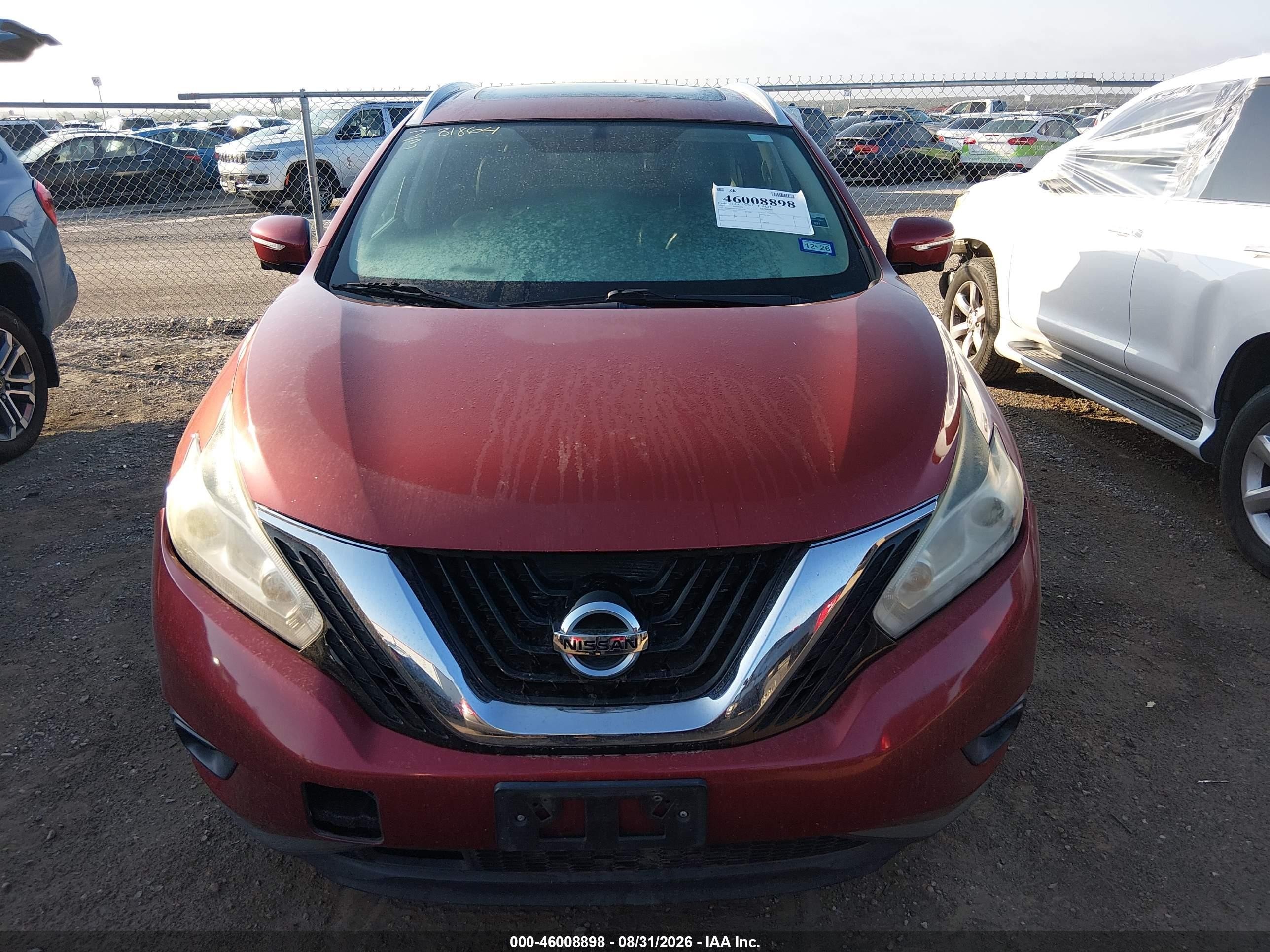 2015 Nissan Murano Sl Red vin: 5N1AZ2MG8FN229319