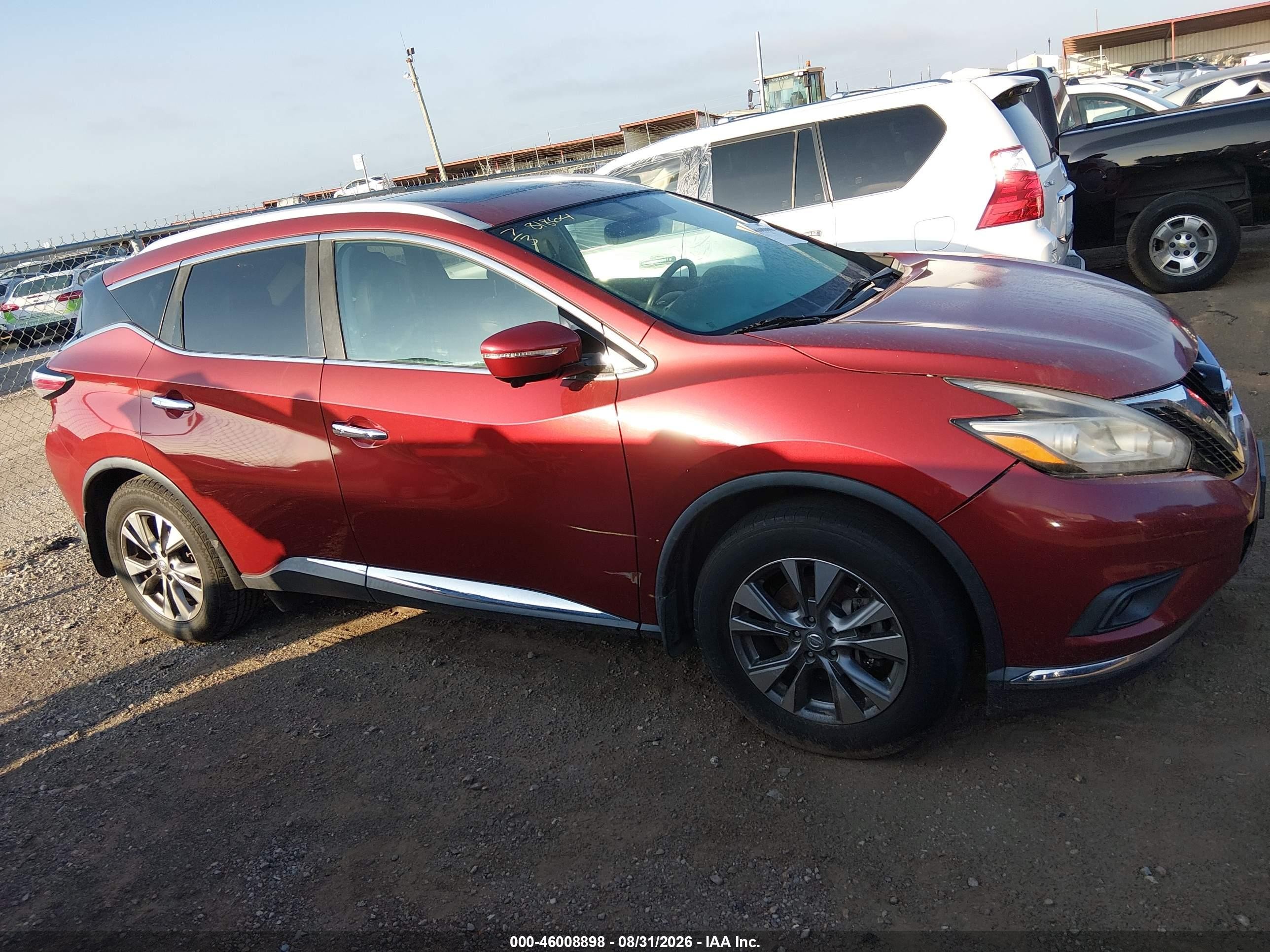 2015 Nissan Murano Sl Red vin: 5N1AZ2MG8FN229319