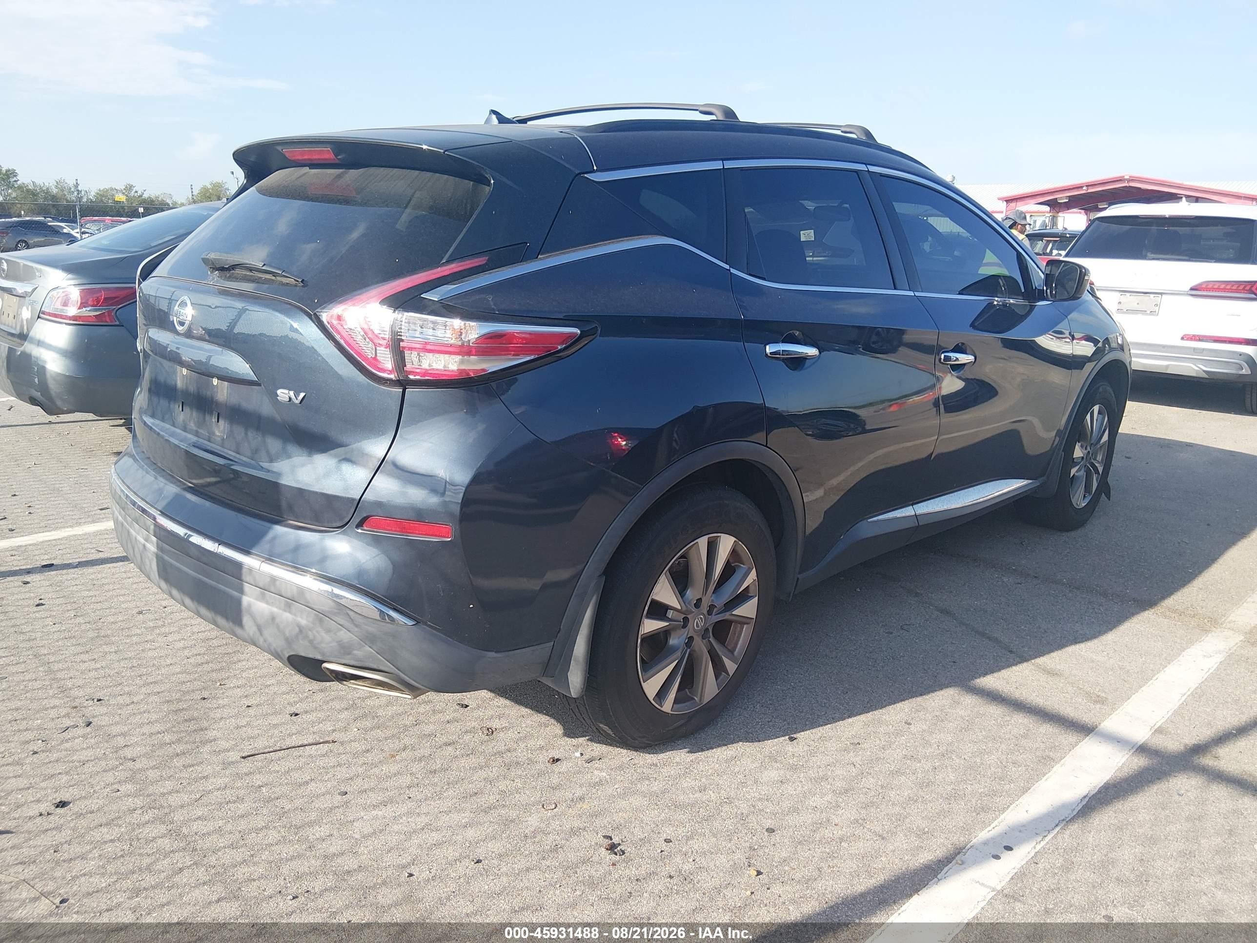 2015 Nissan Murano Sv Dark Blue vin: 5N1AZ2MG8FN248744