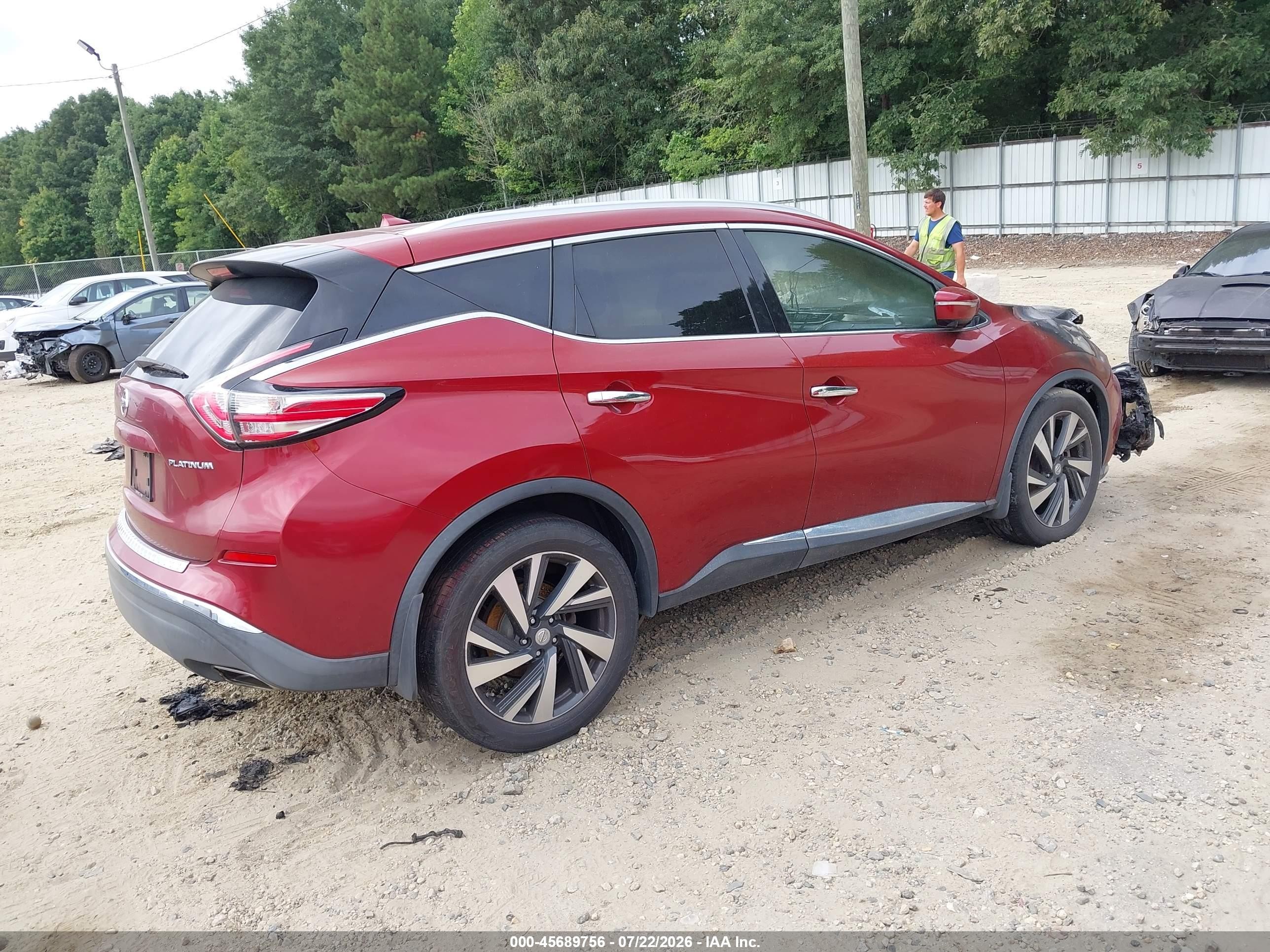 2015 Nissan Murano Platinum/s/sl/sv Red vin: 5N1AZ2MG8FN274986