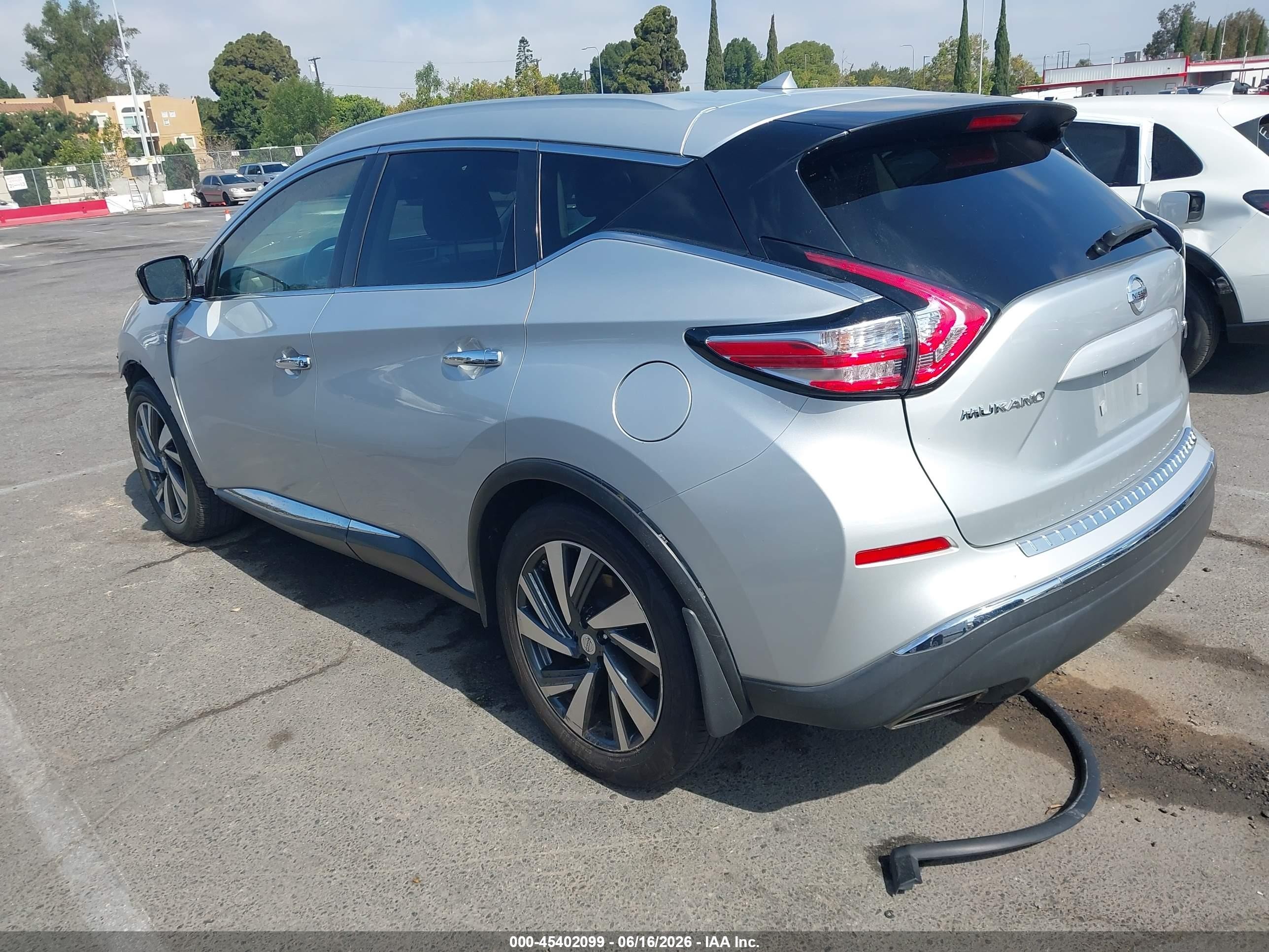 2015 Nissan Murano Platinum Silver vin: 5N1AZ2MG9FN233881