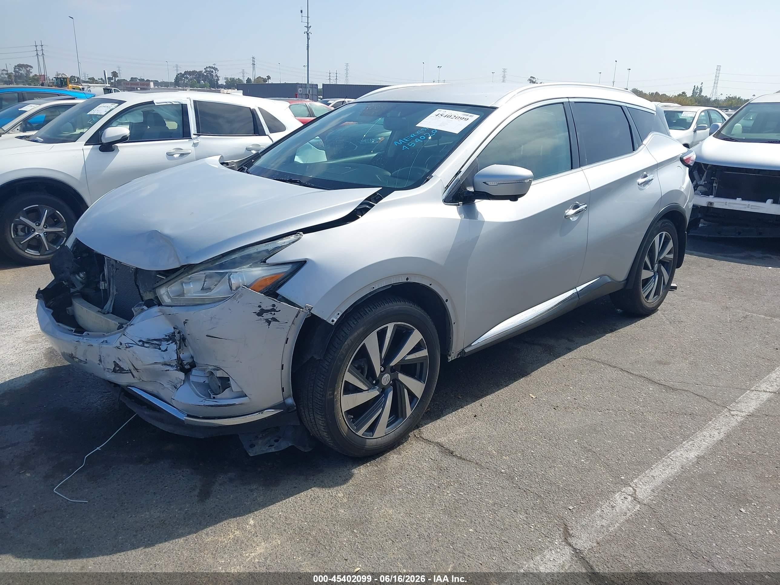 2015 Nissan Murano Platinum Silver vin: 5N1AZ2MG9FN233881