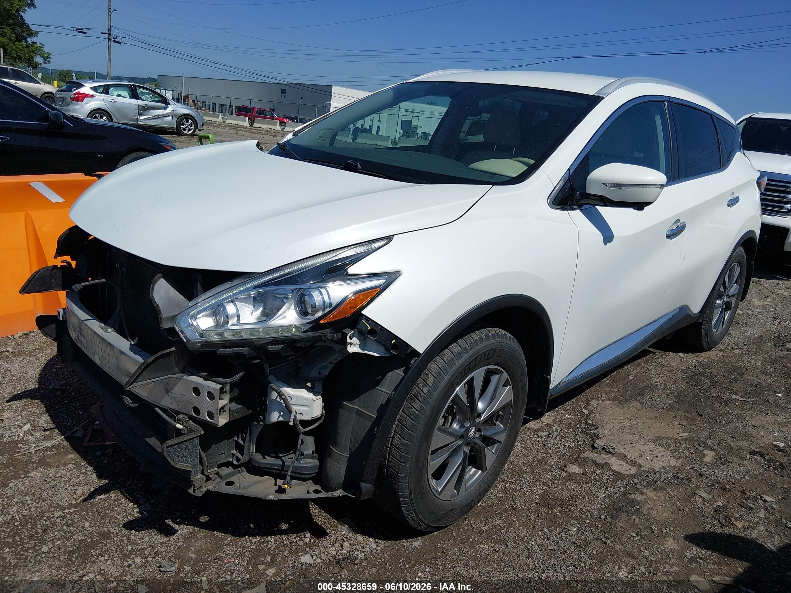 2015 Nissan Murano Sl Белый vin: 5N1AZ2MG9FN248414
