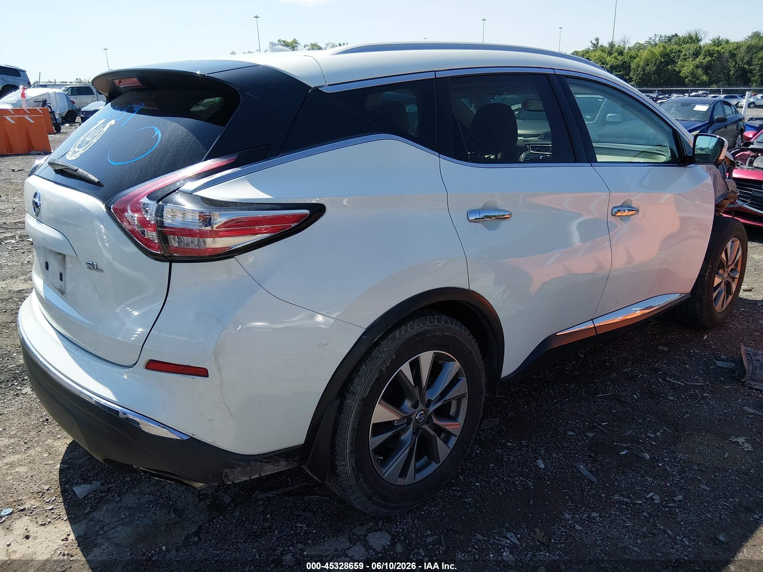 2015 Nissan Murano Sl Белый vin: 5N1AZ2MG9FN248414
