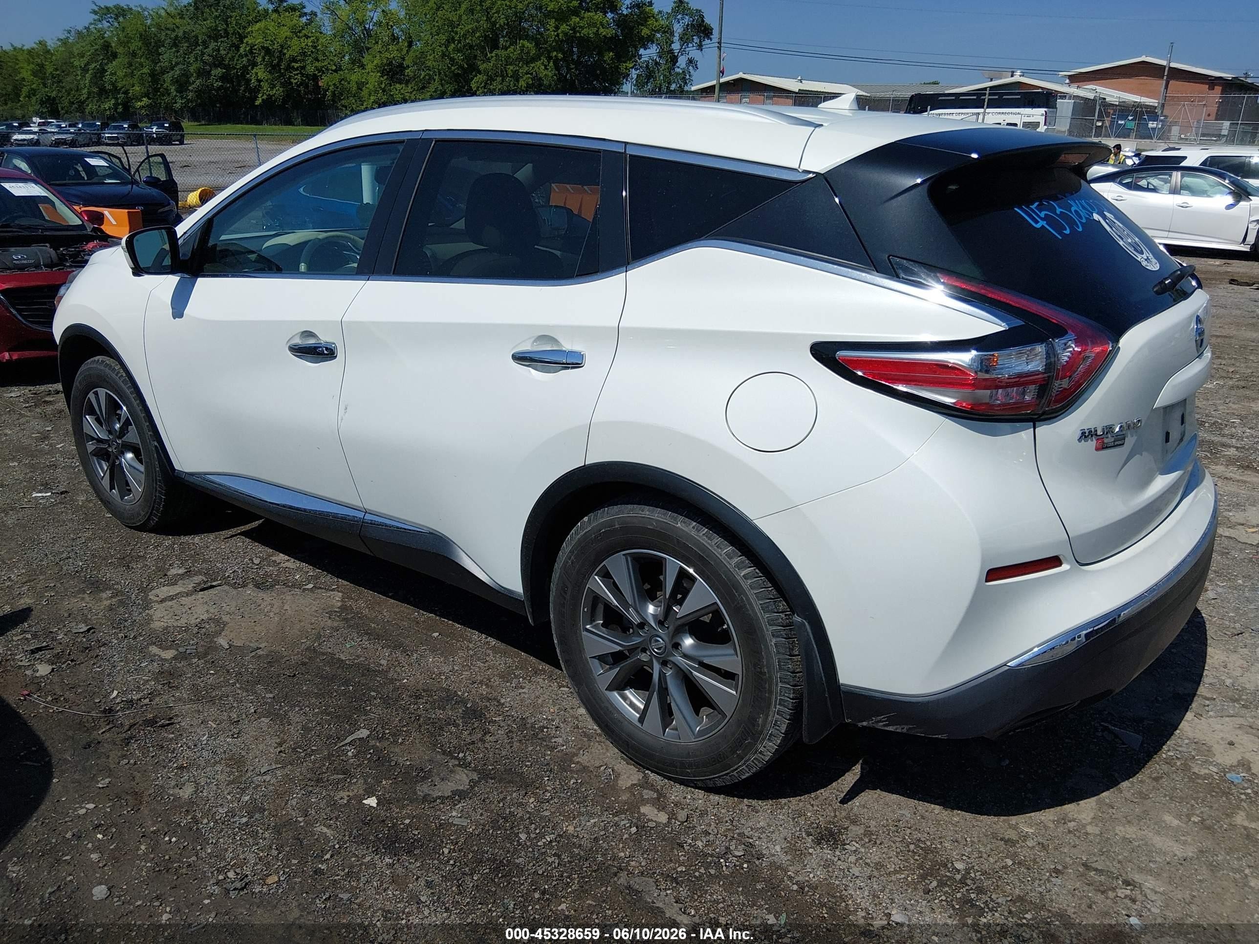 2015 Nissan Murano Sl Белый vin: 5N1AZ2MG9FN248414