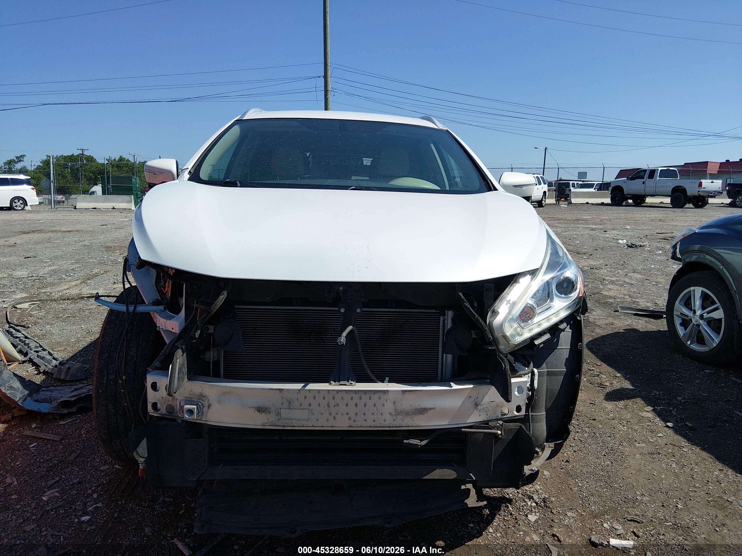 2015 Nissan Murano Sl Белый vin: 5N1AZ2MG9FN248414