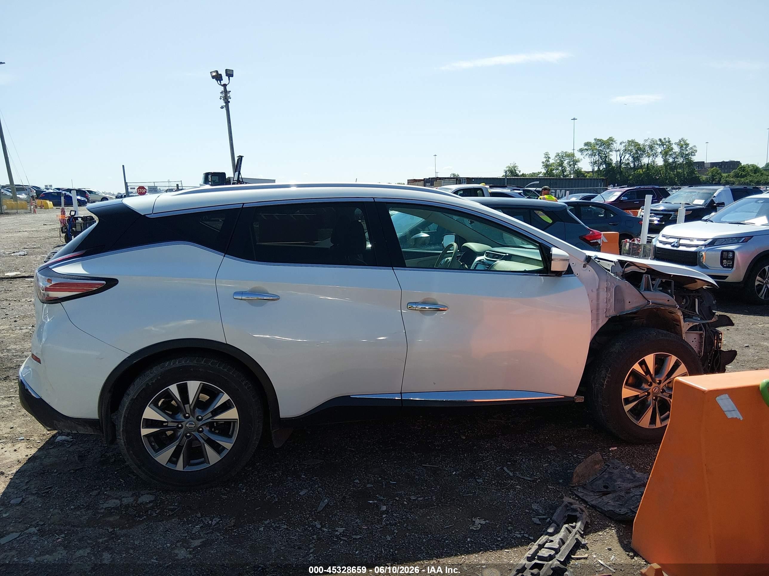 2015 Nissan Murano Sl Белый vin: 5N1AZ2MG9FN248414
