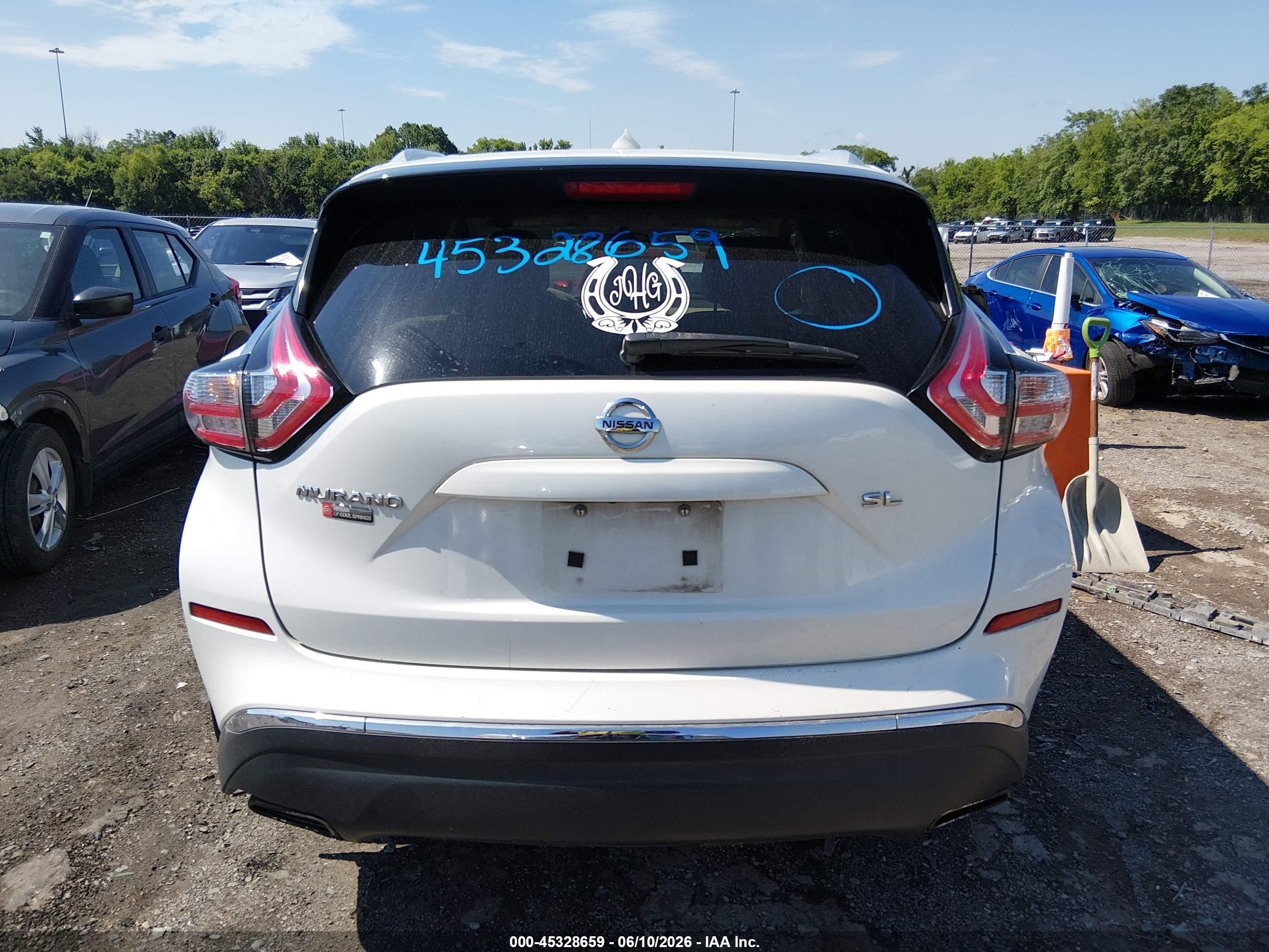2015 Nissan Murano Sl Белый vin: 5N1AZ2MG9FN248414
