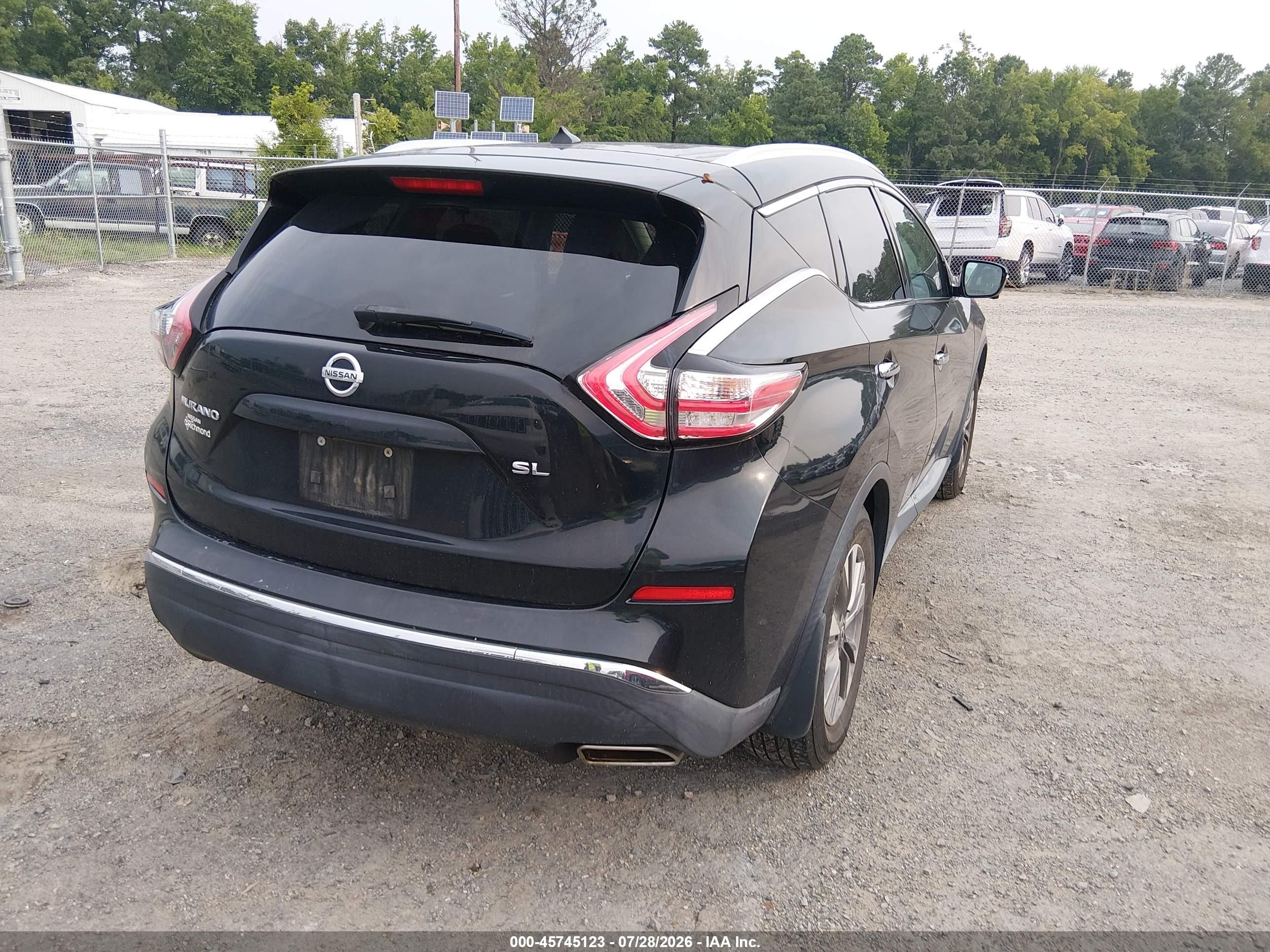 2015 Nissan Murano   Black vin: 5N1AZ2MG9FN265651
