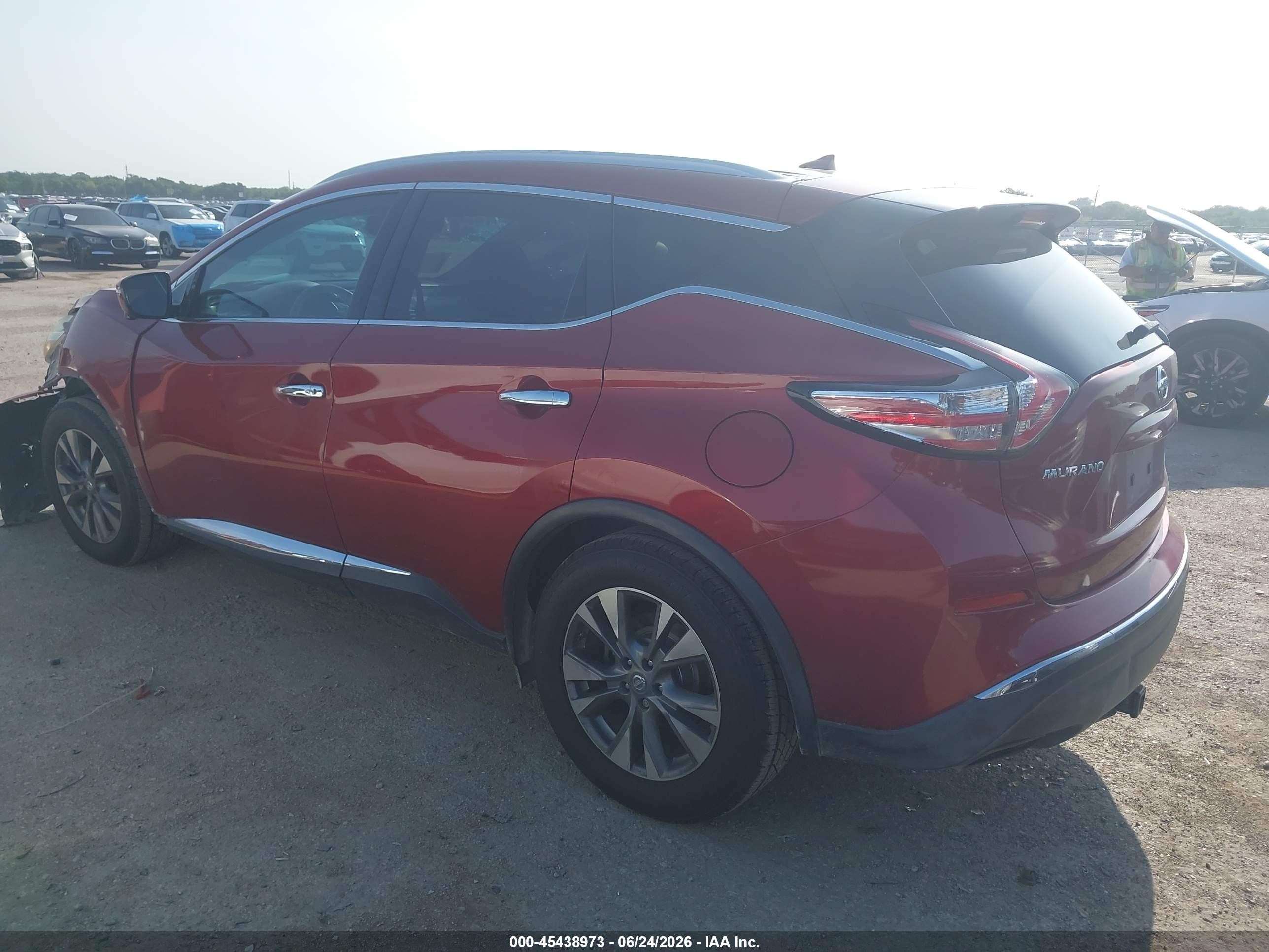 2015 Nissan Murano Sl Red vin: 5N1AZ2MG9FN279002