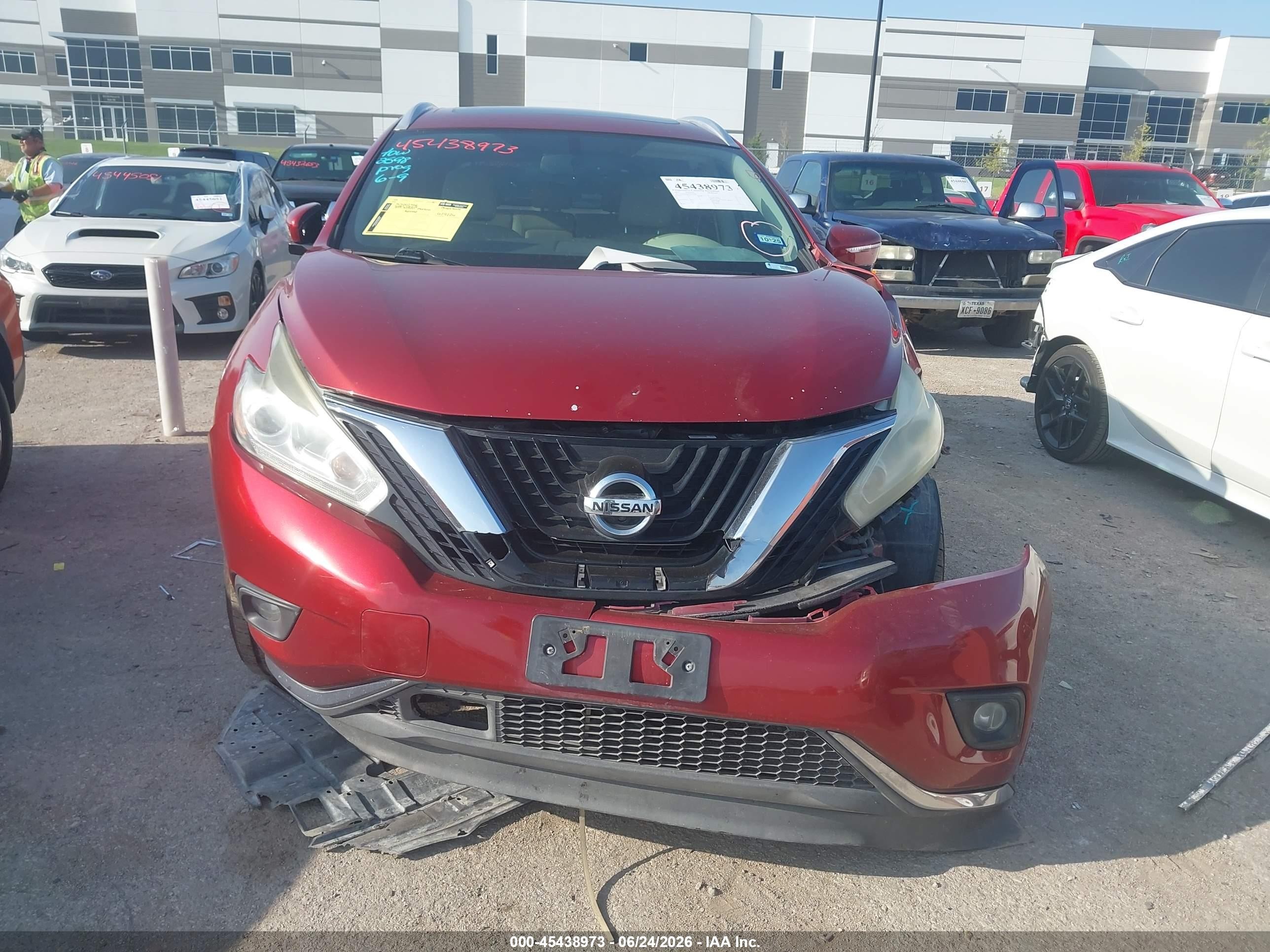 2015 Nissan Murano Sl Red vin: 5N1AZ2MG9FN279002