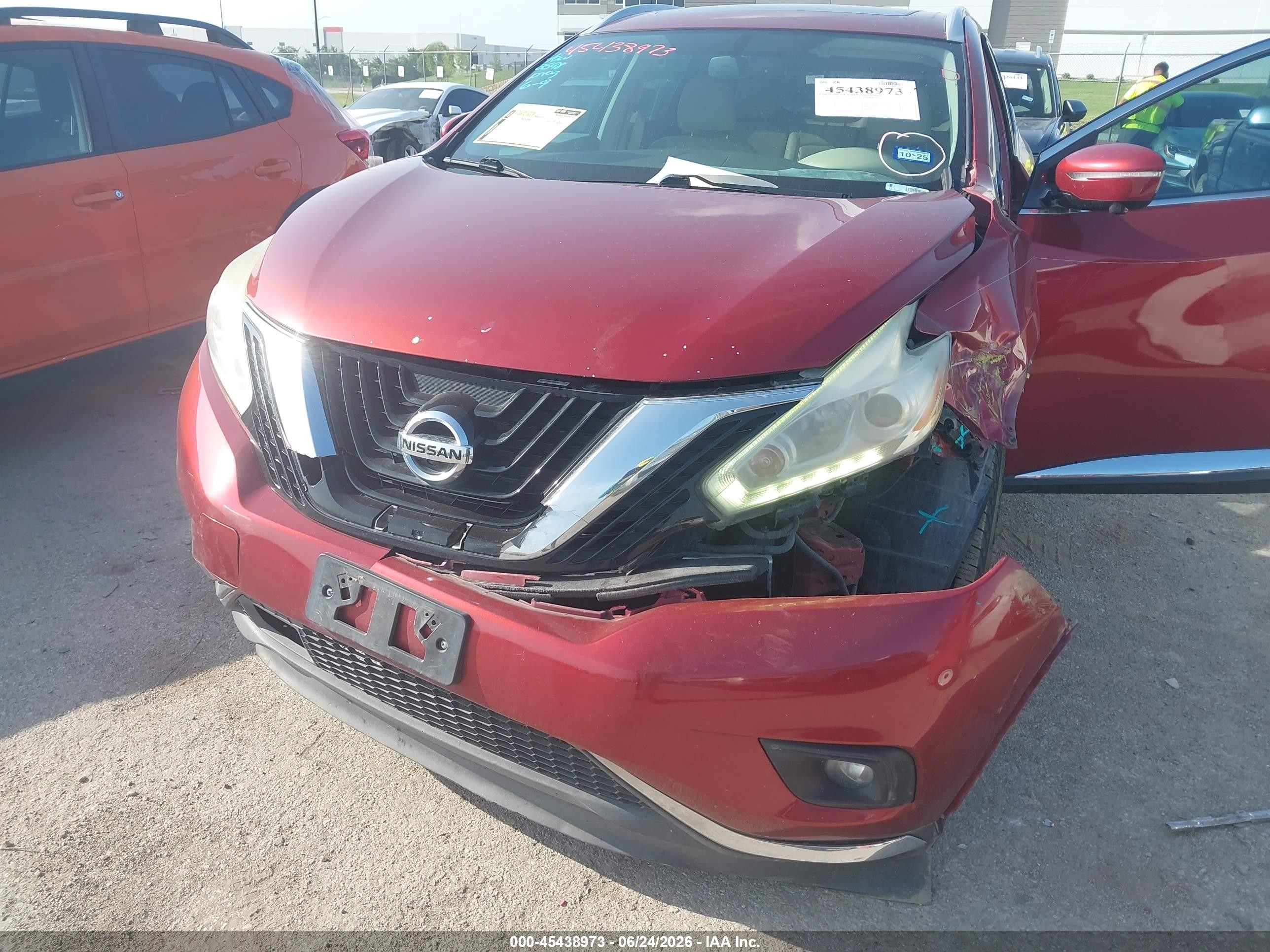 2015 Nissan Murano Sl Red vin: 5N1AZ2MG9FN279002