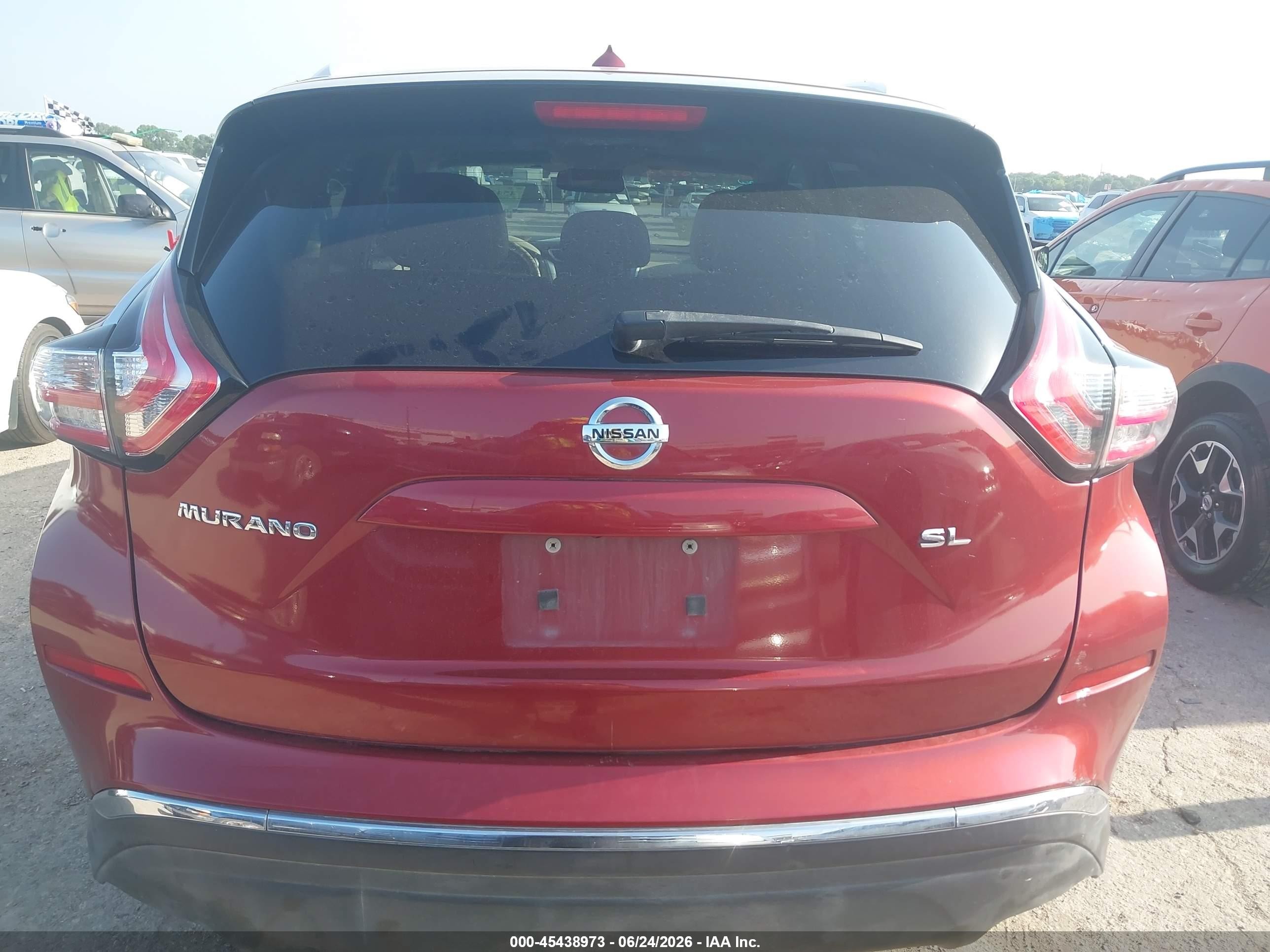 2015 Nissan Murano Sl Red vin: 5N1AZ2MG9FN279002